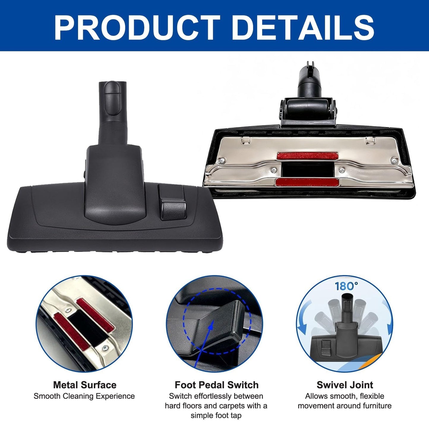 Alrens 7PCS Vacuum Attachments & Brushes for Miele Vacuums - Hardwood Floor Brush Attachment with Wheels for Low-Pile Carpets and All Smooth Floors, Compatible with C1 C2 C3, S2 S4 S5 S6 S8 Series