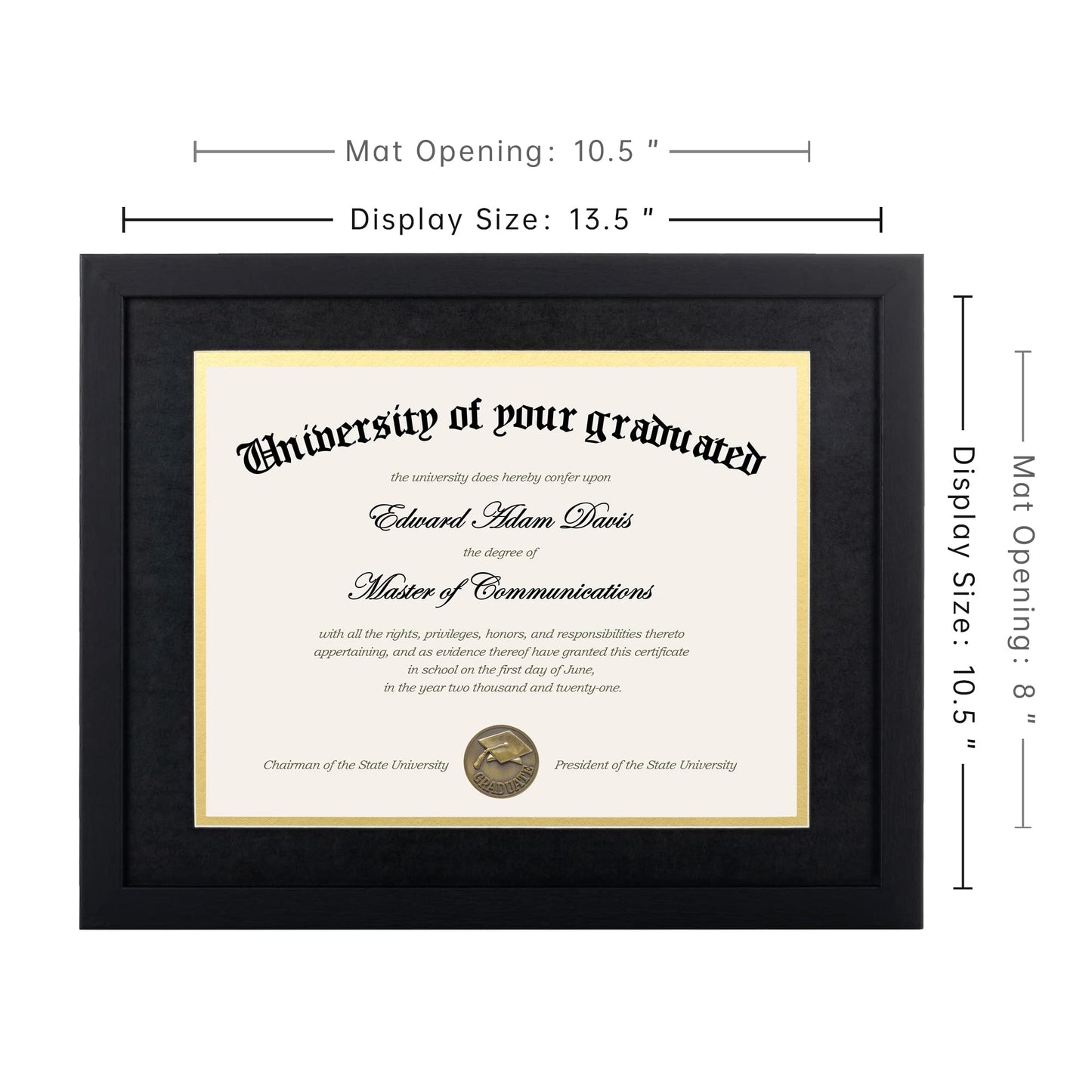 upsimples 11x14 Diploma Frame Certificate Degree Document Frame with High Definition Glass, 8.5 x 11 with mat for Wall and Tabletop, Black Double Mat, 6 Pack