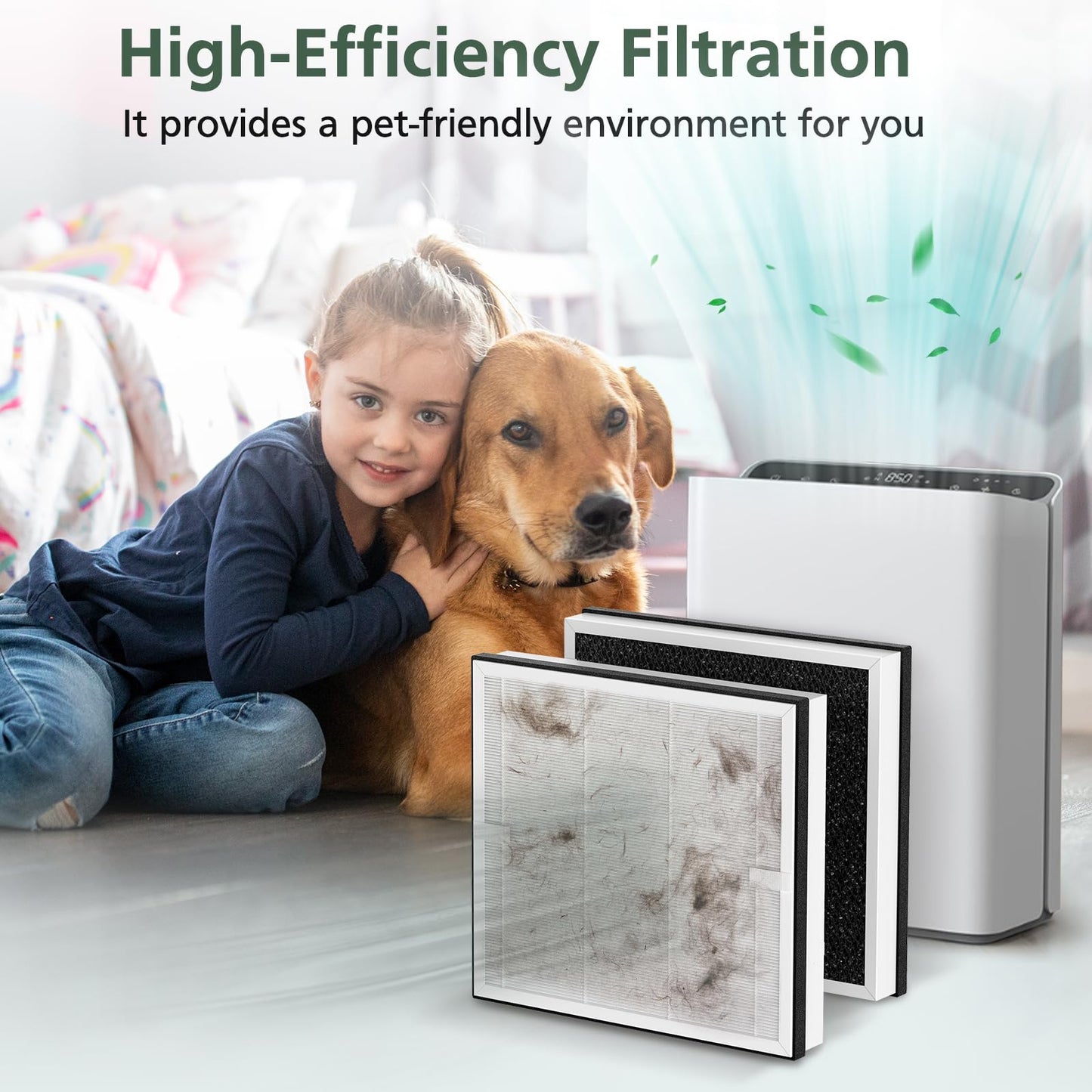 Europa Replacement Filter Compatible with Afloia Europa Air Purifier, 3-in-1 HEPA Filter Suitable for Pet Hair Dander Odor Dust Smoke Pollen, 2-Pack