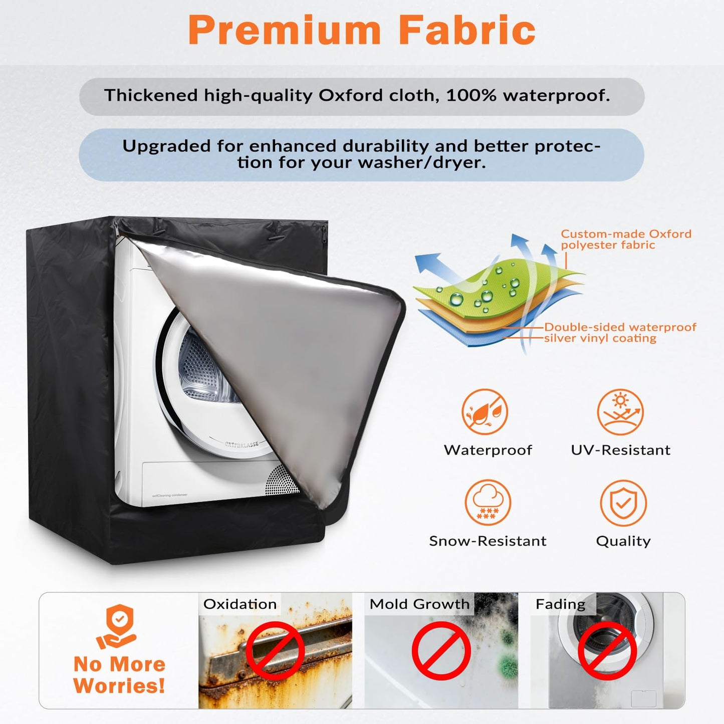 2-Pack Washing Machine Cover | Washer and Dryer Covers, Outdoor Waterproof Dustproof UV Protection, Heavy Oxford Cloth, Fits Most Front-Load Units, 29"W x 33"D x 39"H - Black
