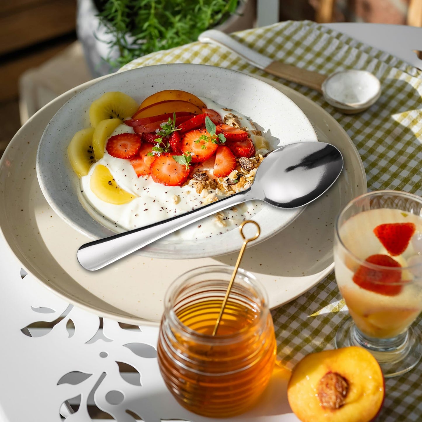 Hansmart 60 PCS Dinner Spoons Set - Windsor Stainless Steel Dinner Spoon 7.1 Inch with Dishwasher Safe Dessert Spoons, Metal Dessert Spoon, Silverware for Home, Kitchen or Restaurant