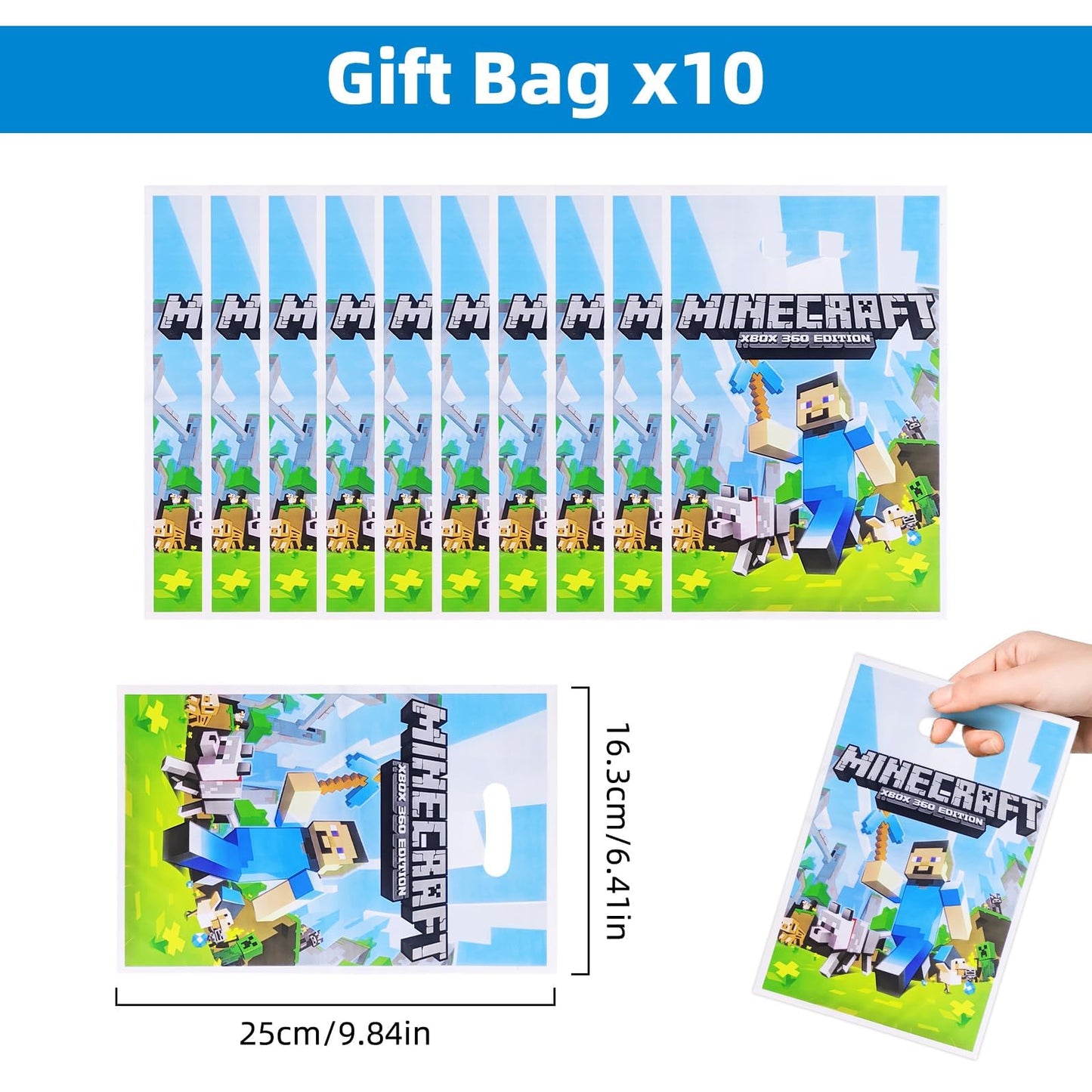 For Pixel Style Birthday Party Supplies, 90pcs Party Favors for , Includes 50 Stickers, 10 Gift Bags, 10 Wristbands, 10 Keychains, 10 Badges.
