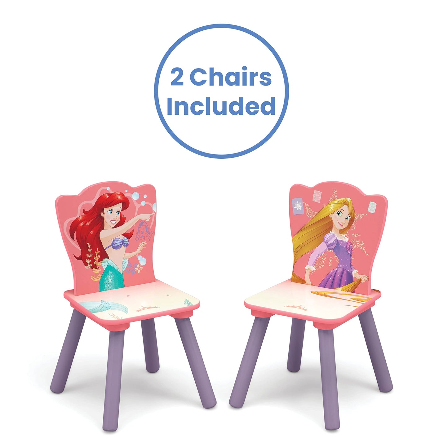 Delta Children Kids Table and Chair Set with Storage (2 Chairs Included) - Ideal for Arts & Crafts, Snack Time, Homeschooling, Homework & More, Disney Princess