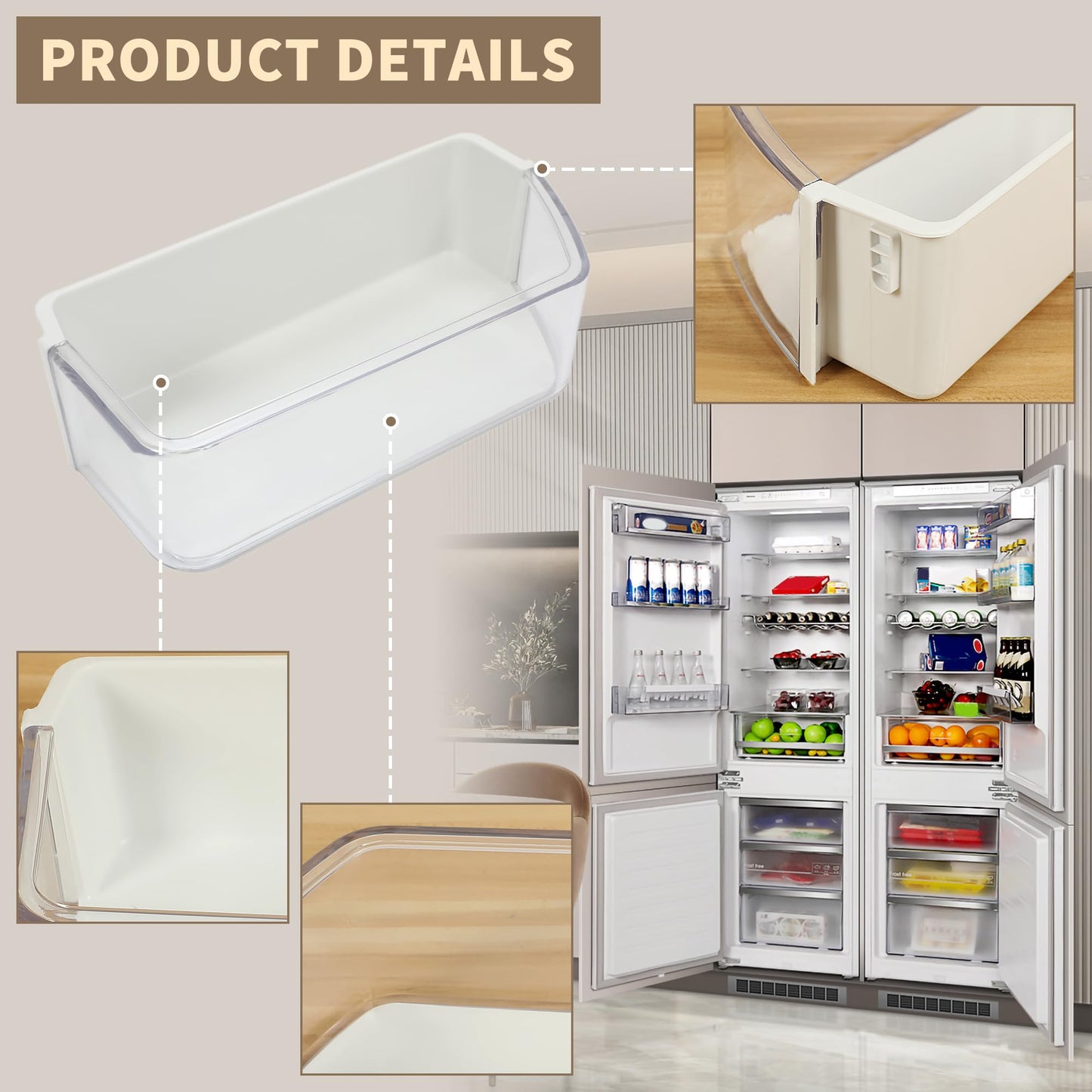 Kojem DA97-17255A Replacement Refrigerator Door Shelf Bin Compatible with Samsung Refrigerator Replacement for RF265BEAESG/AA, RF265BEAESR/AA, RF262BEAESR/AA