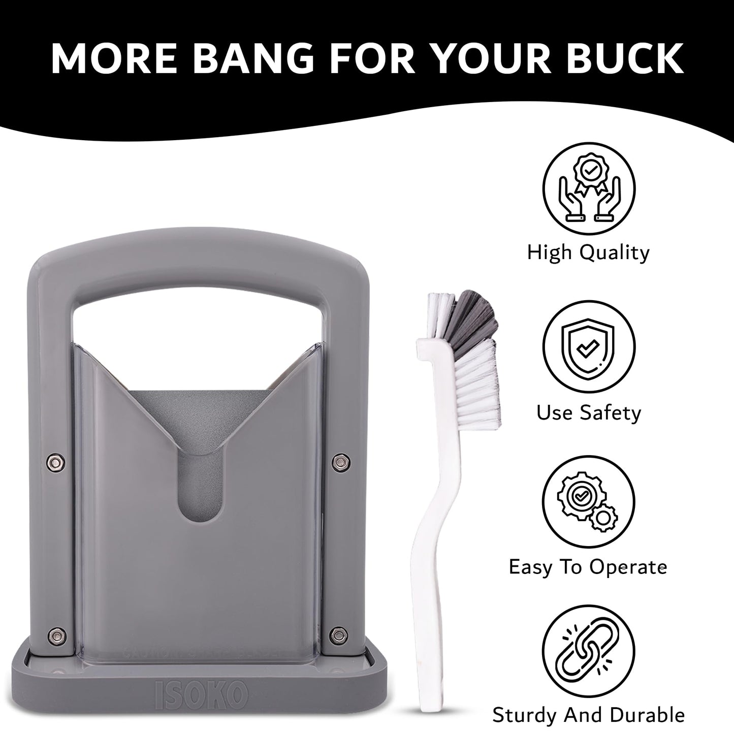 ISOKO Bagel Slicer - Premium Stainless Steel Bagel cutter, with Smooth Guillotine and Non-Slip Silicone Base for Perfect Slices Every Time for the better bagel experience. Gray