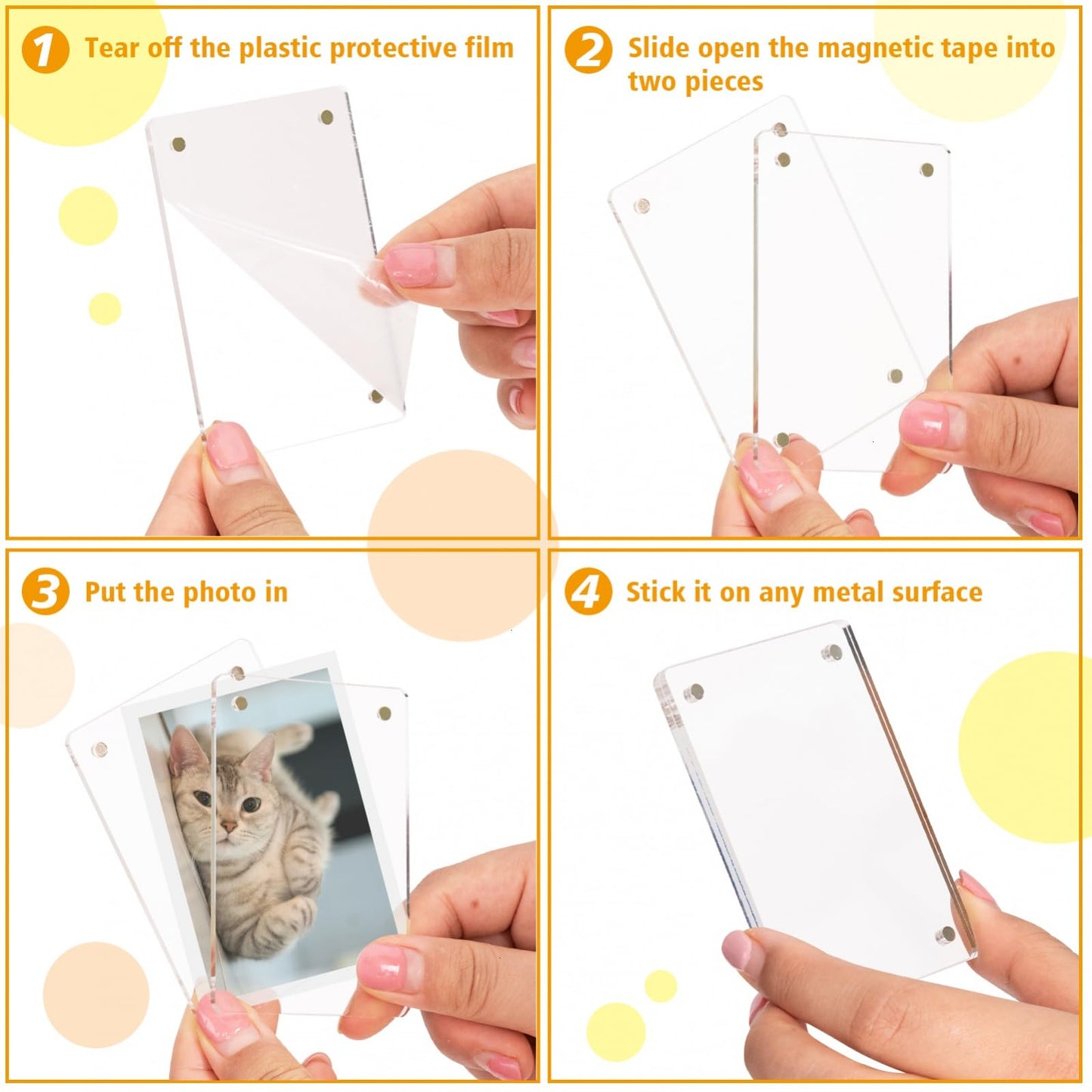 COYMOS 24 Packs Acrylic Magnetic Photo Frame for Refrigerator Double Sided Magnetic Polaroid Frames for Pictures Instax Mini Frame Super Clear 2.36 x 3.54 Inch