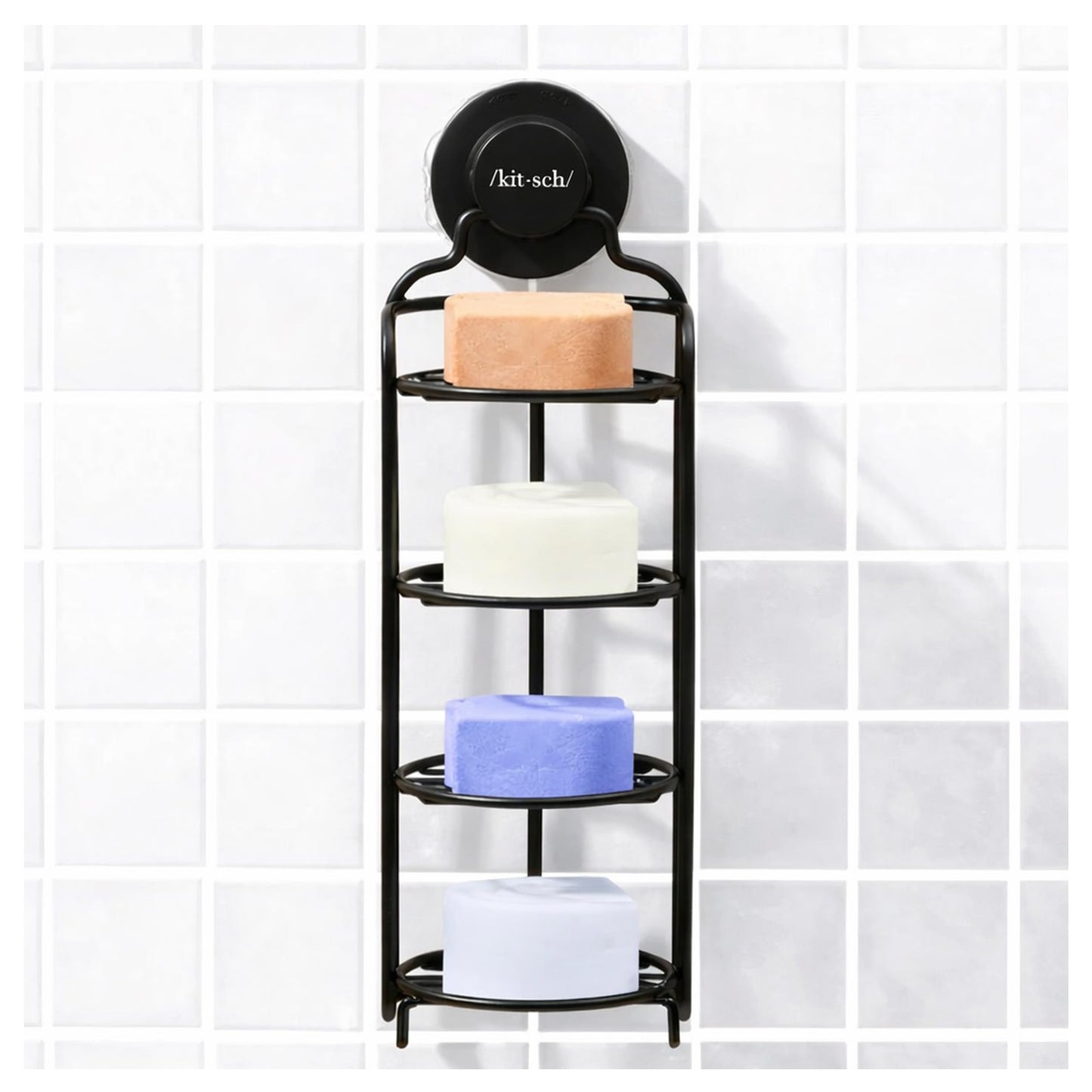 Kitsch Shower Caddy Hanging with Suction Cup – Self-Draining Shampoo Bar Holder & Shower Shelves for Conditioner Bars & Soap – Rust Proof Bathroom Caddy, and Wall Mount or Free-Standing Organizer