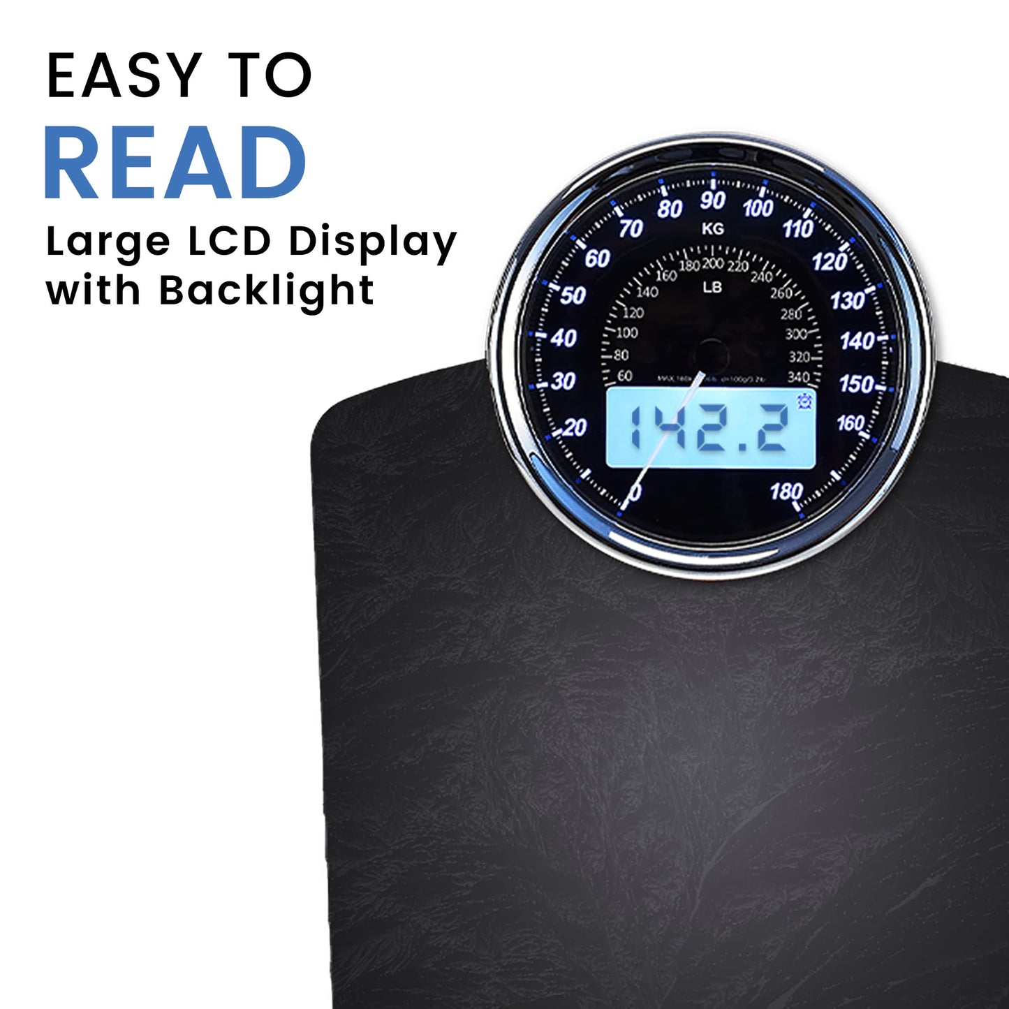 EILISON Highly Advance 2-in-1 Digital & Analog Weighing Scale for Body Weight-400lbs, 4 High Precison GX Sensor Accurate, Thick Tempered Glass, Extra Large Display (New Black)