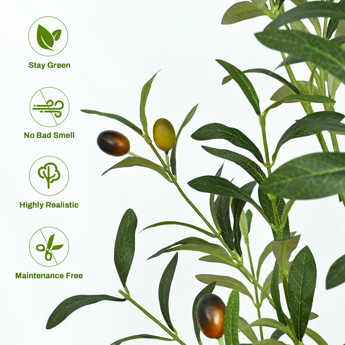 Waipfaru Artificial Olive Tree, 6FT Tall Faux Olive Trees with Planter & Basket, Artificial Plants Indoor with Natural Wood Trunk and Realistic Fruits for Home Decor Office Living Room