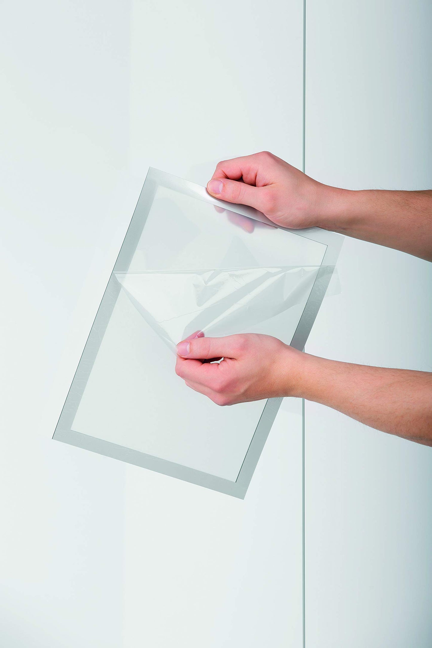Durable Duraframe Static-Cling Magnetic Sun Document Sign Holder - Letter Size 8.5" x 11" Inch - Silver Pack of 2