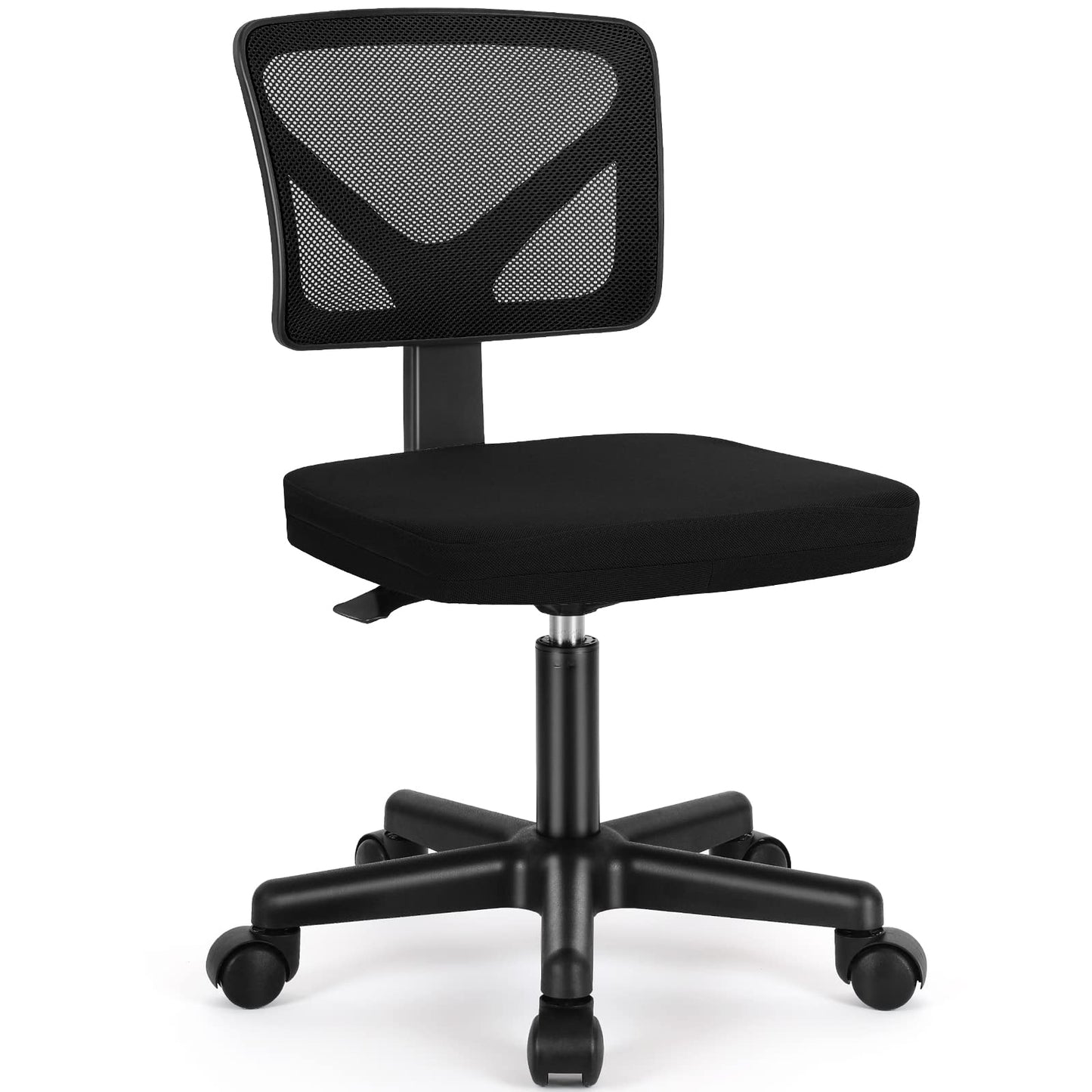 Sweetcrispy Small Office Desk Chair, Ergonomic Low-Back Mesh Rolling Work Swivel Chairs with Wheels, Armless Comfortable Seat Lumbar Support for Home, Bedroom, Study, Student, Adults,Classic Black
