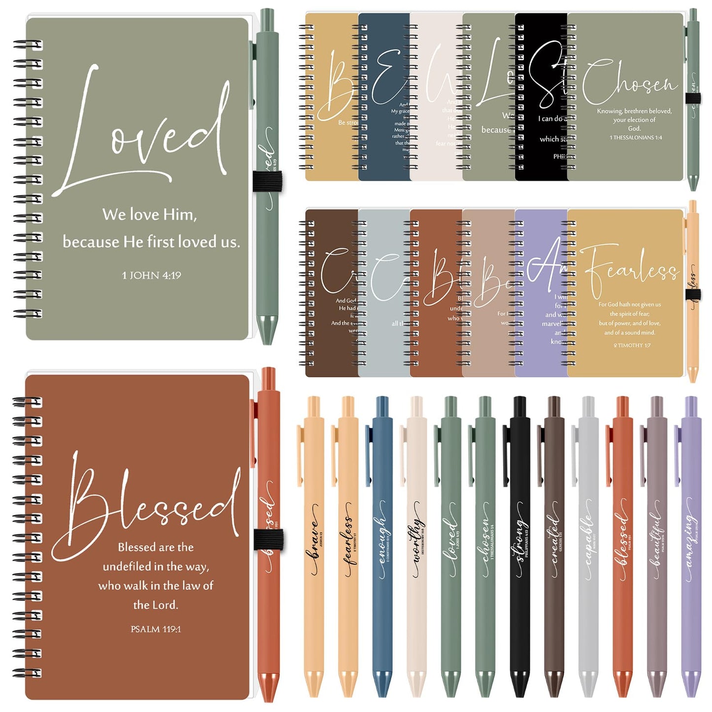 Kosiz 24 Sets Christian Gifts Bulk Christian Notebooks with Pens Inspirational Prayer Journals Bulk A6 Spiral Small Notepads for Women Men Church Members Bible Study Groups (Fresh Color)