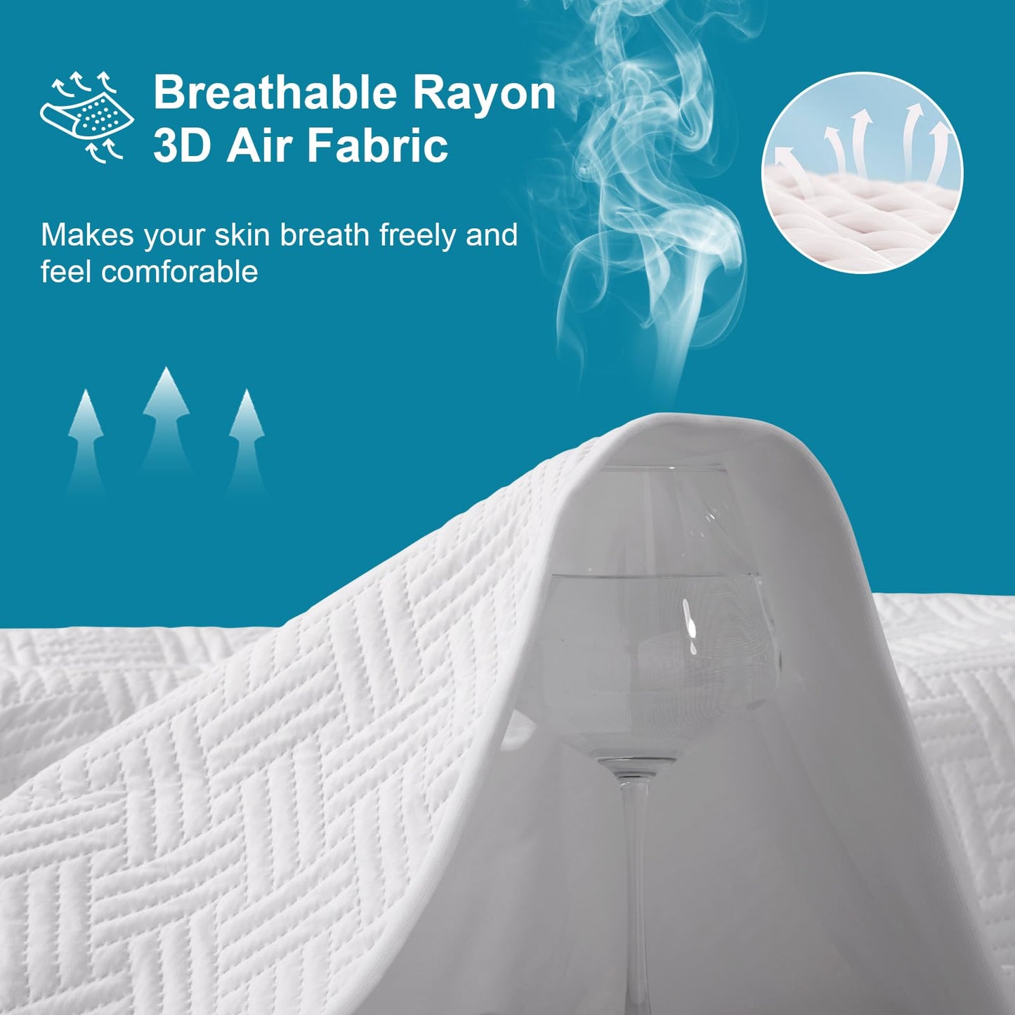 GOPOONY Waterproof Mattress Protector Queen Size - Breathable, Noiseless, Ultra-Soft Bed Cover, Mattress Pad Cover with Deep Stretchable Pockets 8"-21" (White)