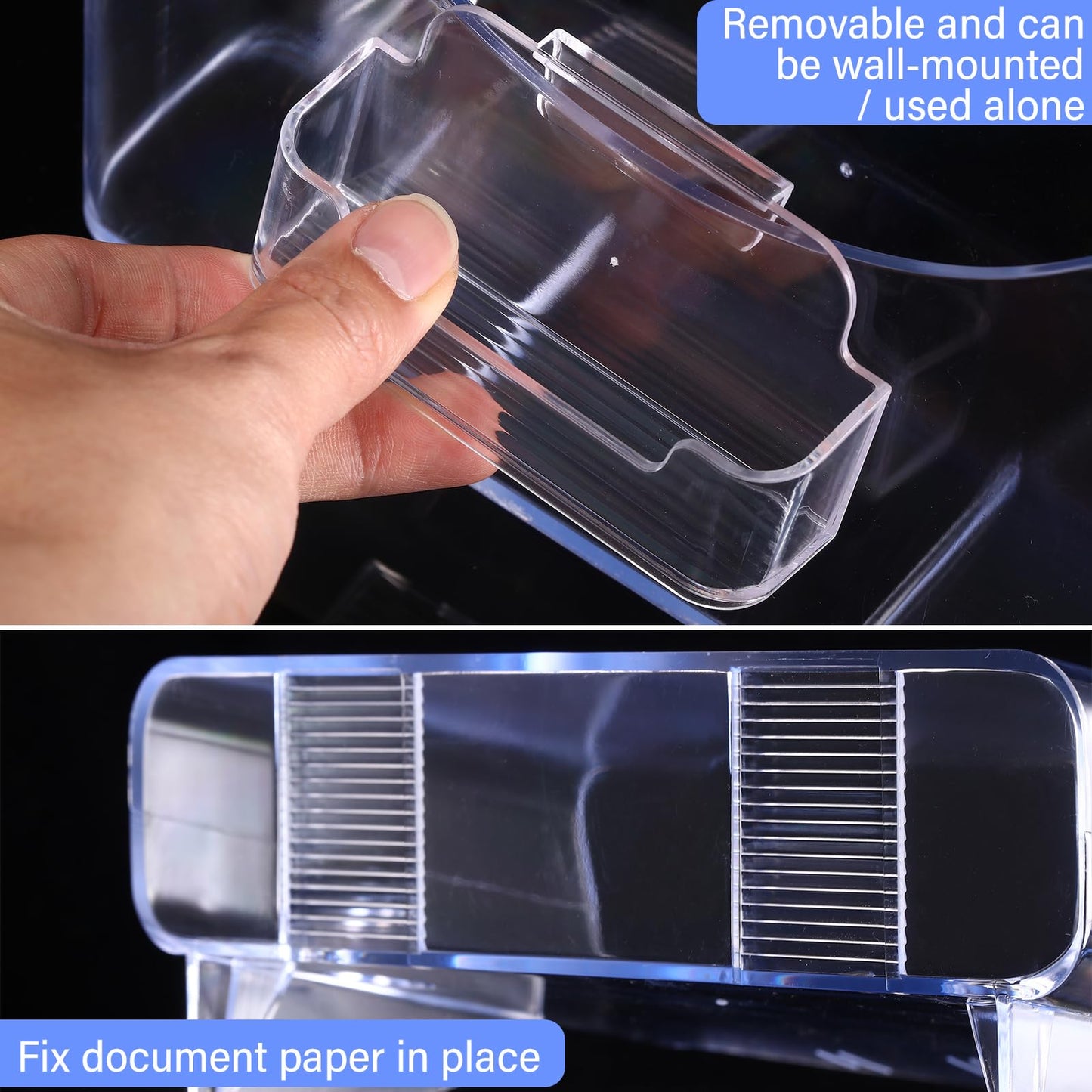 Memorywuu 4 Sets Acrylic Brochure and Business Card Holder 8.5 x 11'' Clear Brochure Display Stand with Removable Business Card Holder Plastic Flyer Stand for Magazine Pamphlet Booklet Journal