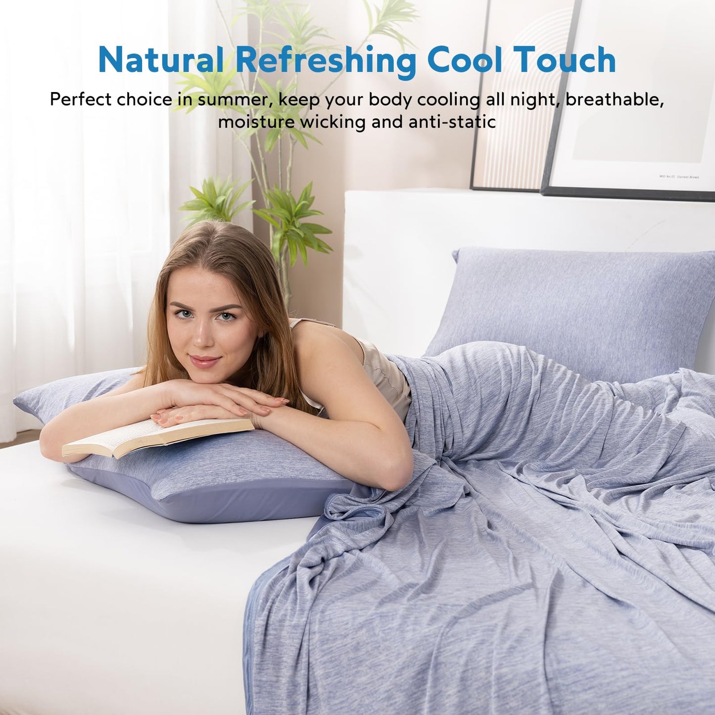 HOMFINE Cooling Blankets for Hot Sleepers - Summer Blanket Thin Lightweight Breathable Soft Double Side Enhanced Cooling for Bed Couch Sofa, Keep Cool for Night Sweats (Blue, 60 x 80 inches)