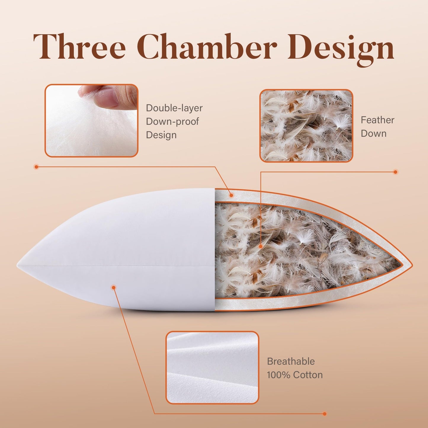 DOWNSTORIA 24x24 Euro Pillow Inserts Pack of 2, Decorative Feather Down Pillows with 100% Coton Cover,Throw Pillow for Bed, Couch and Sofa.