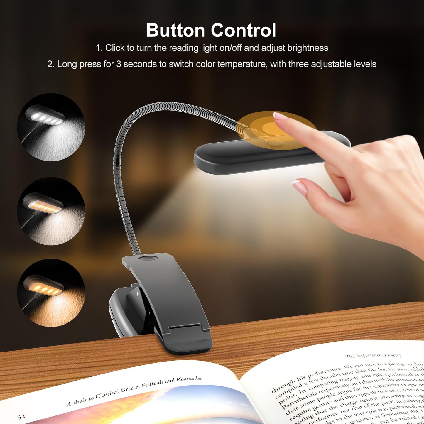 OPTIXCELL Book Stand for Reading with Light, Book Holders for Reading Hands Free, Adjustable Height & Angle, Fits Cookbook Recipe, Textbook, Foldable for Kitchen, Office, School,Gift for Book Lovers