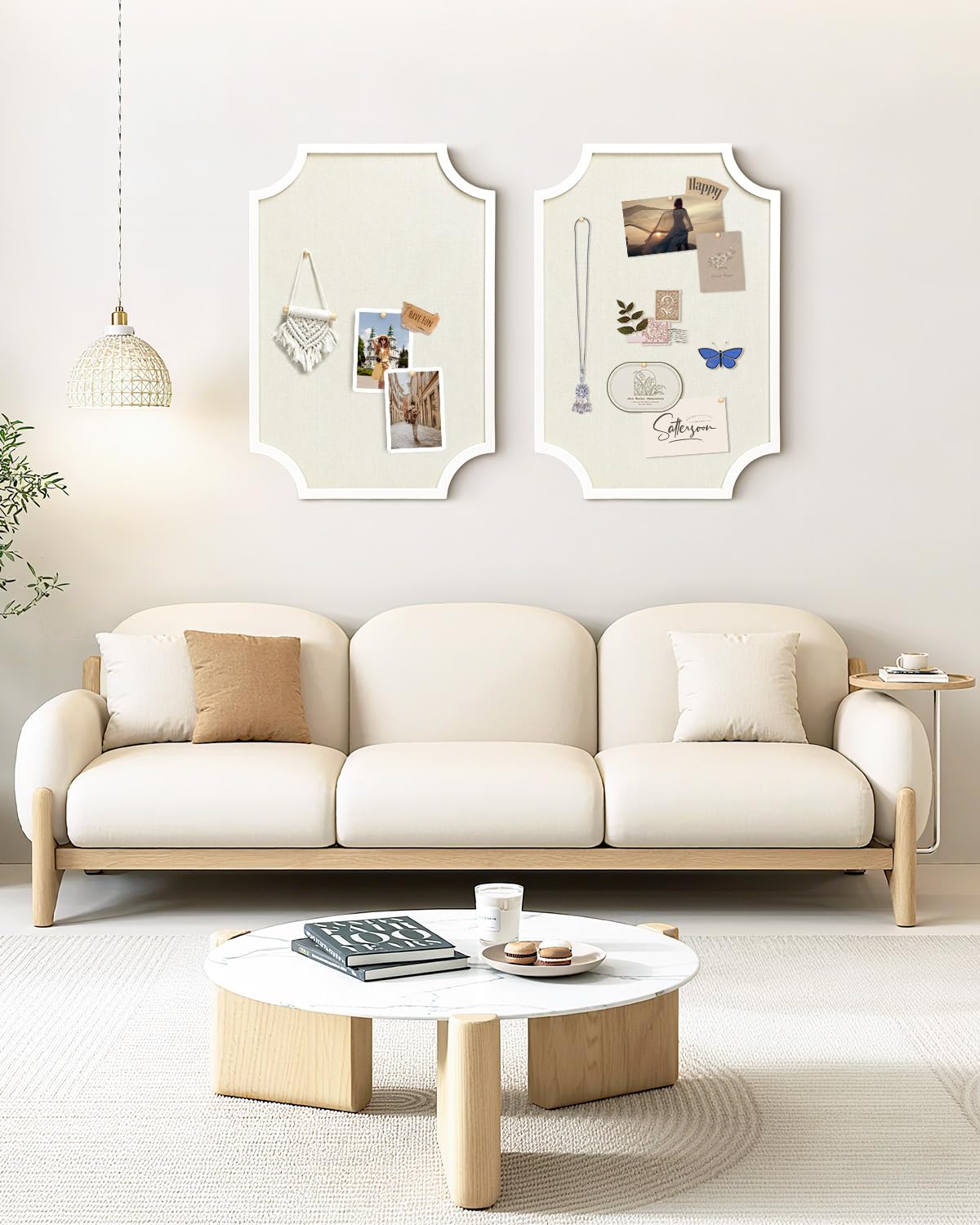 Linen Bulletin Board, Large 20"x30" Pin Board for Walls, Fabric Bulletin Board for Home Kitchen Office Decorative, White Frame Cork Board(White-5075)
