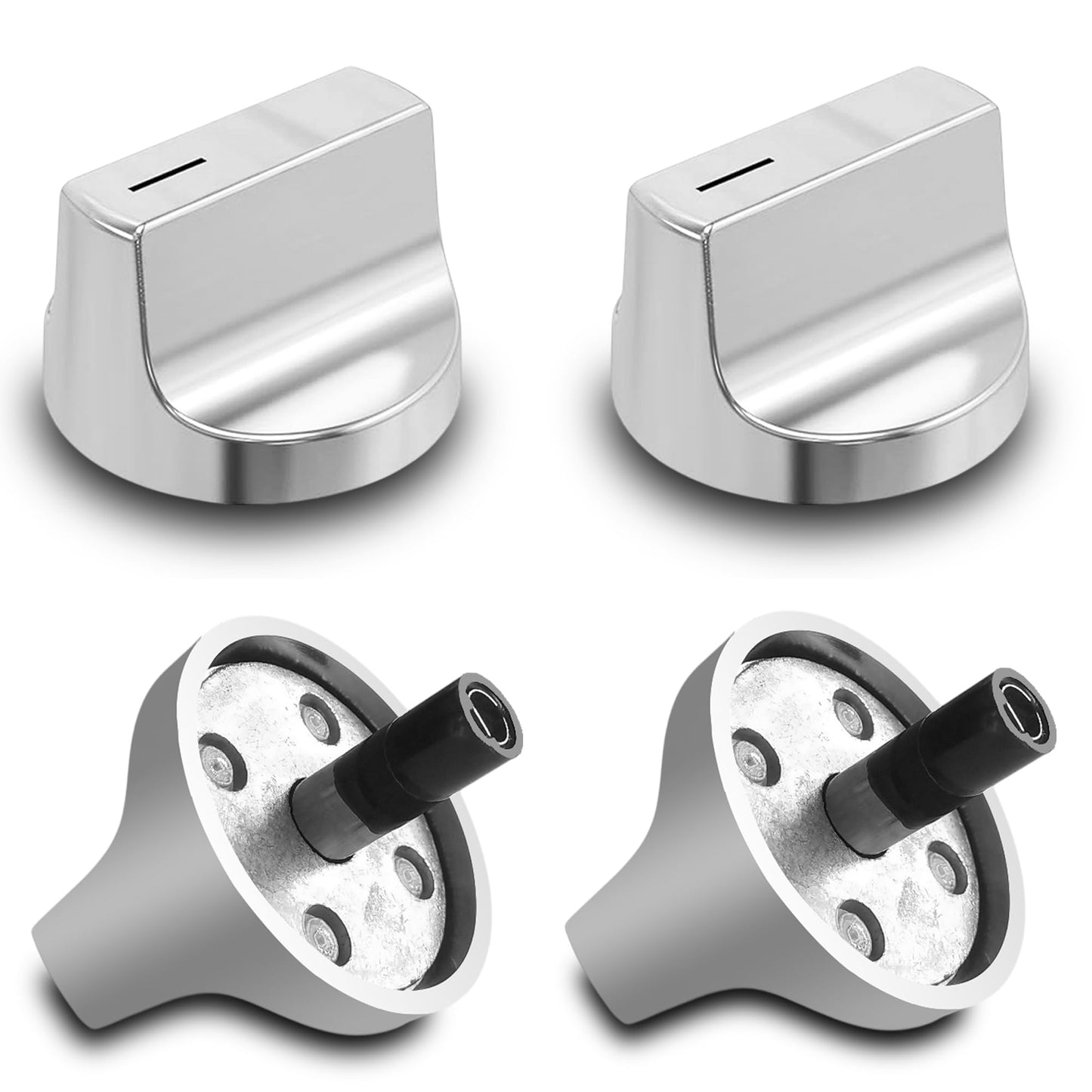 Upgraded (4Pcs) W11517334 Gas Stove Knobs Replacements for Whirlpool WEG515S0FS0/WEG515S0LZ1/WEG745H0FS1 Gas Ranges Oven Burner Cooktop Control Knobs, Replace Part W10850033/W11122869/W11458842