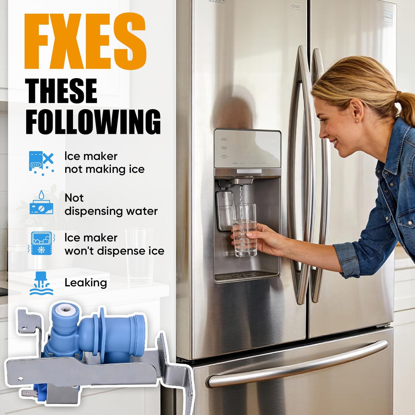 WR55X11128 Refrigerator Water Inlet Valve Assembly,Compatible with GE Refrigerator Replaces 3033139, PS6883668, AP5669367,EAP6883668,Fiex Ice Maker & Water Dispenser Issues, Easy Install