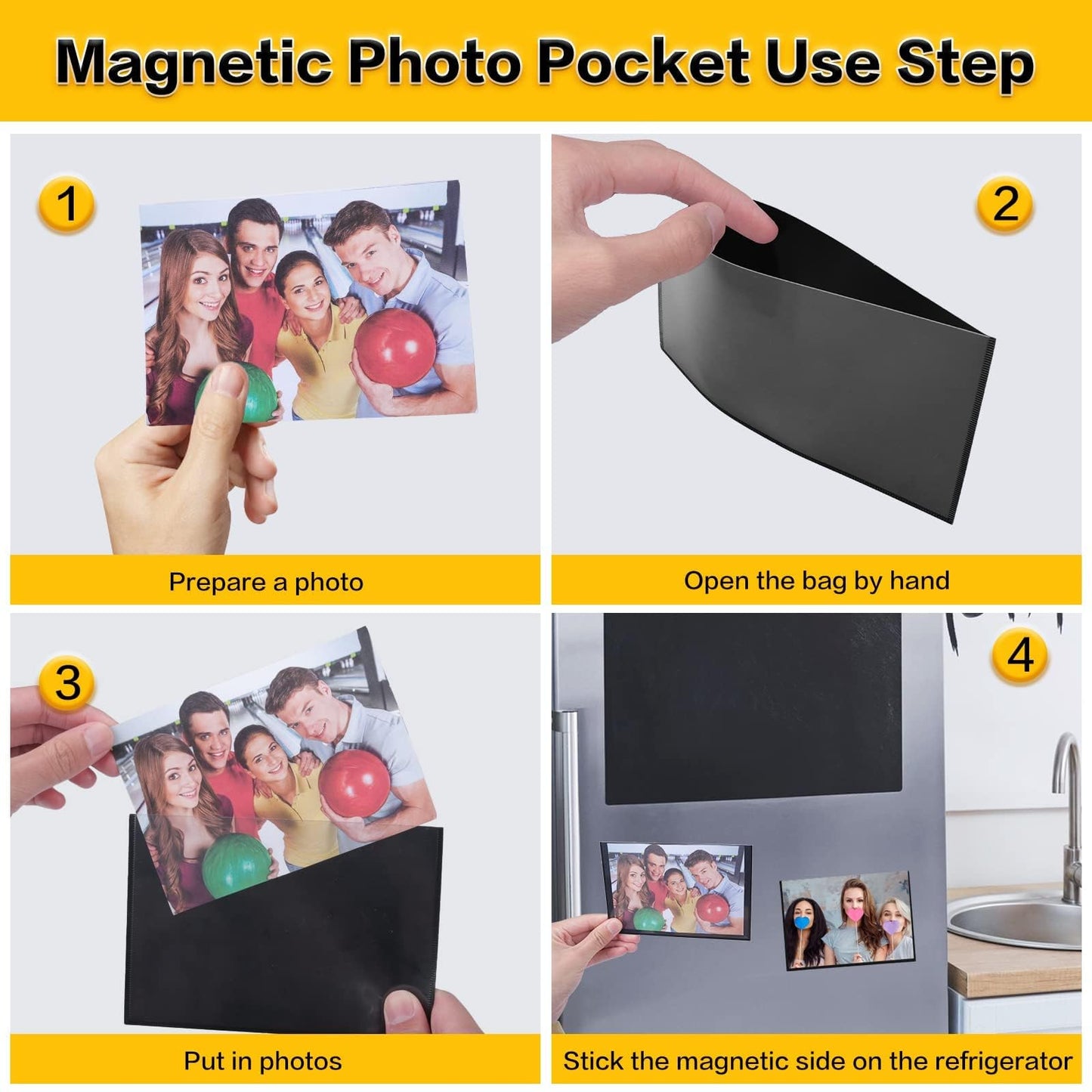 YixangDD 120 Pack Magnetic Picture Frame, 4 x 6 Inches Fridge Magnetic Photo Frames, Magnetic Photo Frames for Refrigerator, Home, School, Office (Black)