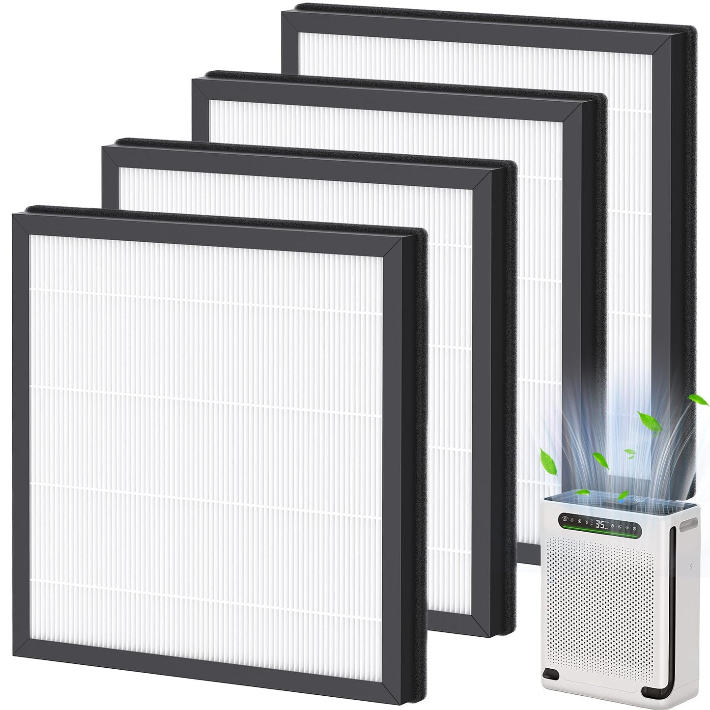 4 Pack HAP605 Air Purifier Filter, Air Purifier Replacement Filter for XenonLab HAP605 HAP607 & FreAire HAP605 HAP607, 3-in-1 High-Efficiency Activated Carbon Filters for HAP607/HAP605 Air Purifier