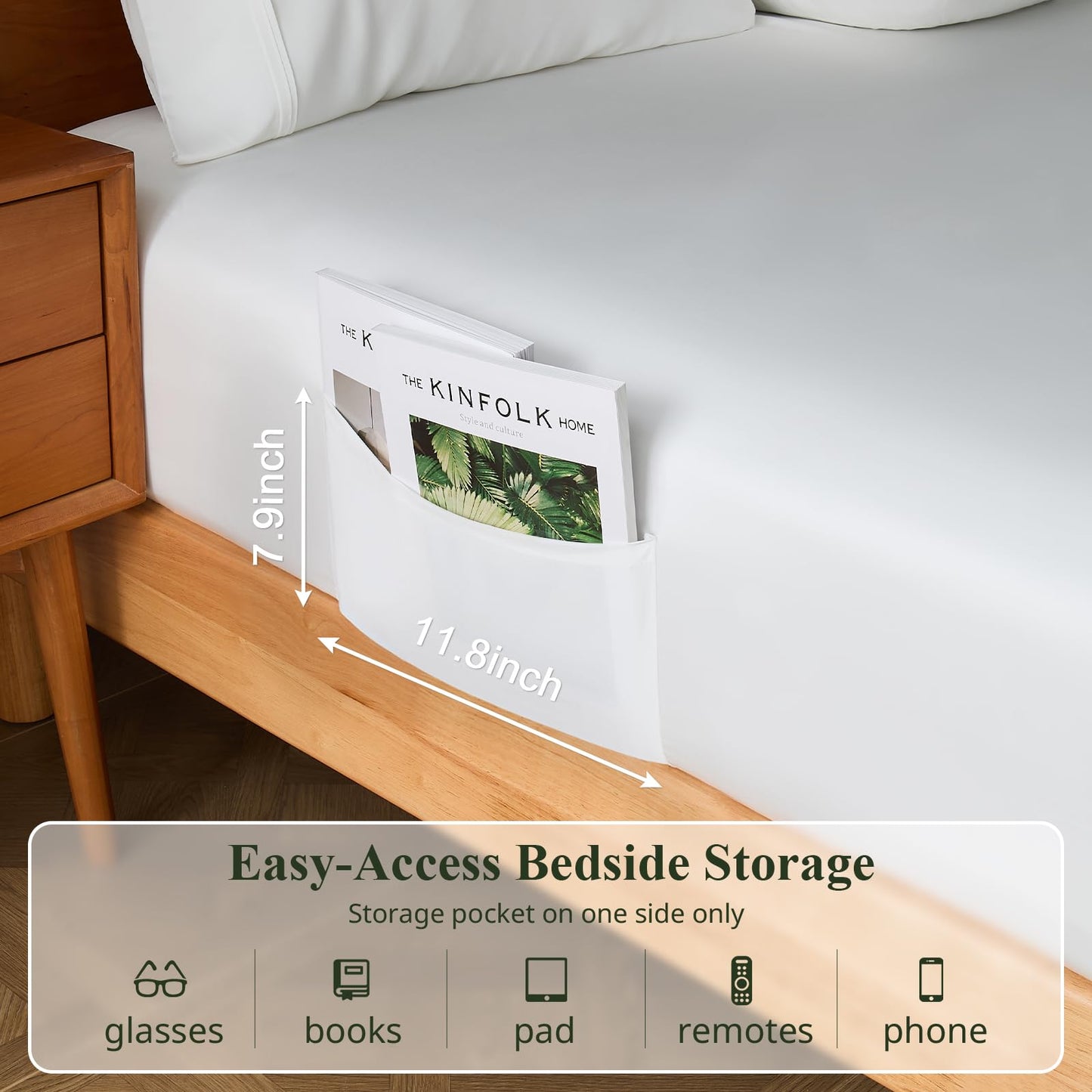 Krimano Twin Size Sheet Set, Viscose Bamboo Sheets for Bed Set 3pcs, 100% Viscose Derived from Bamboo, Hotel Luxury Silky & Cooling for Hot Sleepers, Deep Pocket Up to 17", White