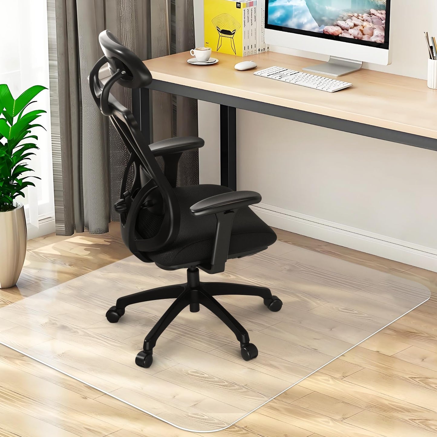 Chair Mat for Hard Wood Floors - Heavy Duty Floor Protector - Easy Clean (47''×47'')