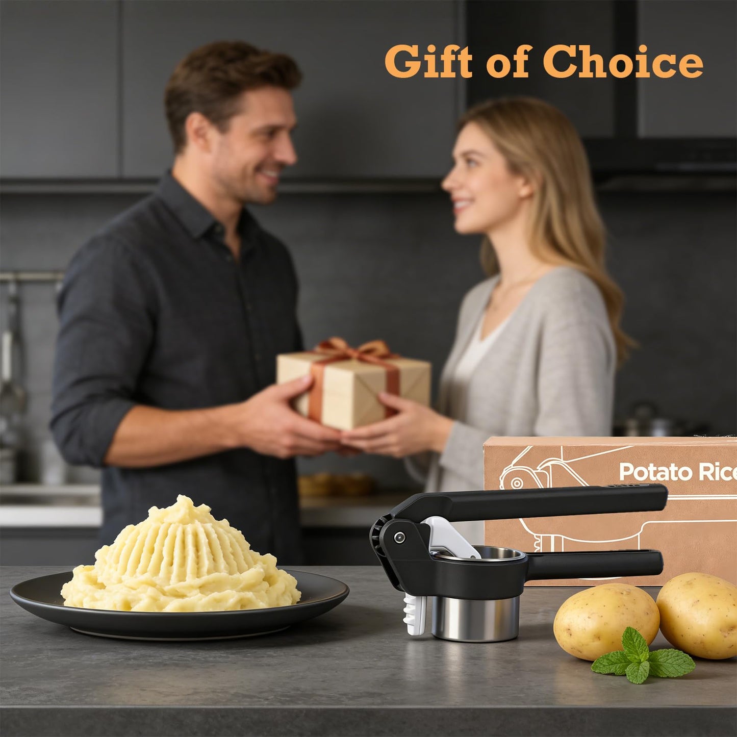 Potato Ricer - Betso Effortless Double-Gear Potato Ricer and Masher - Heavy-Duty Vegetable Press for Perfect Mashed Potatoes, Dishwasher Safe