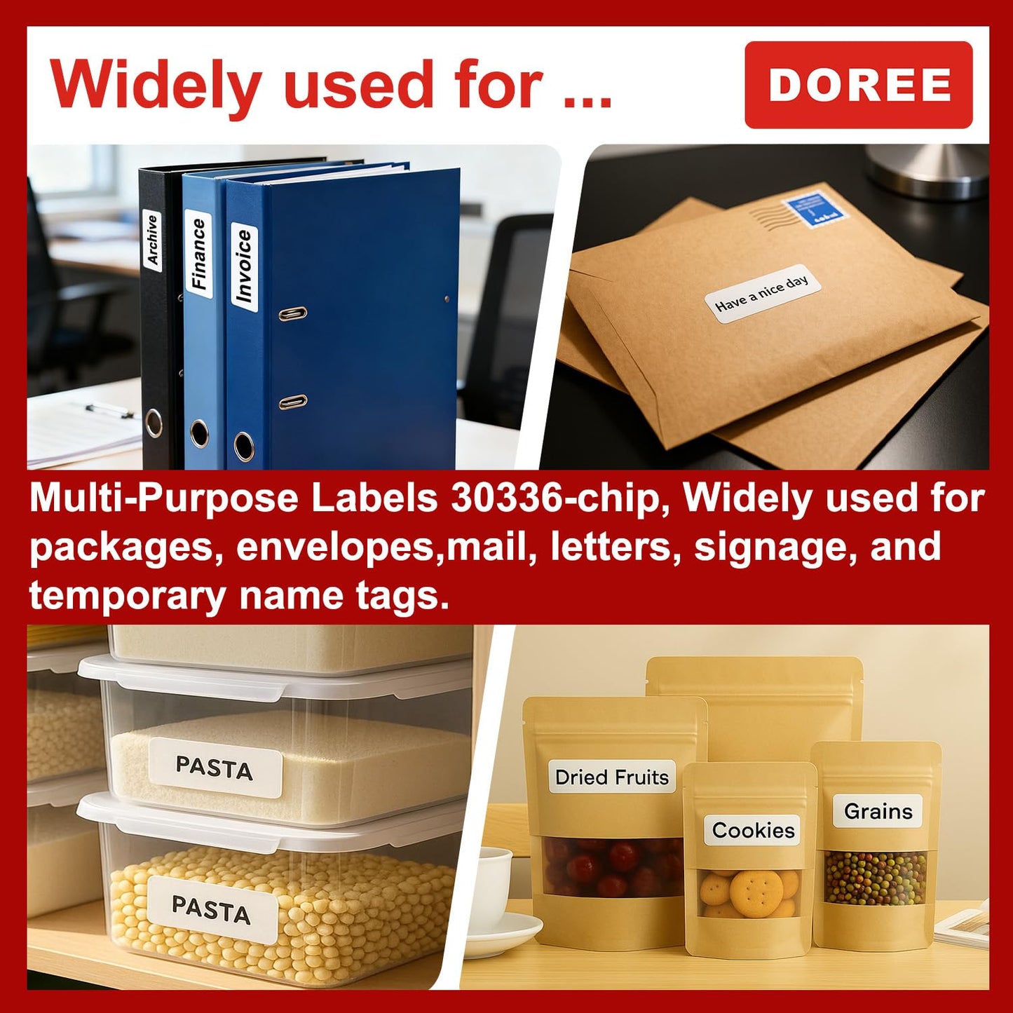 DOREE 6-Roll 1" x 2-1/8" Multi-Purpose Labels 30336 S0722520 with chip Compatible with Dymo LabelWriter 5XL,550,500,4XL, 450,450 Duo (Thermal Labels, White, 1" x 2-1/8", 6 Rolls Total 3000)