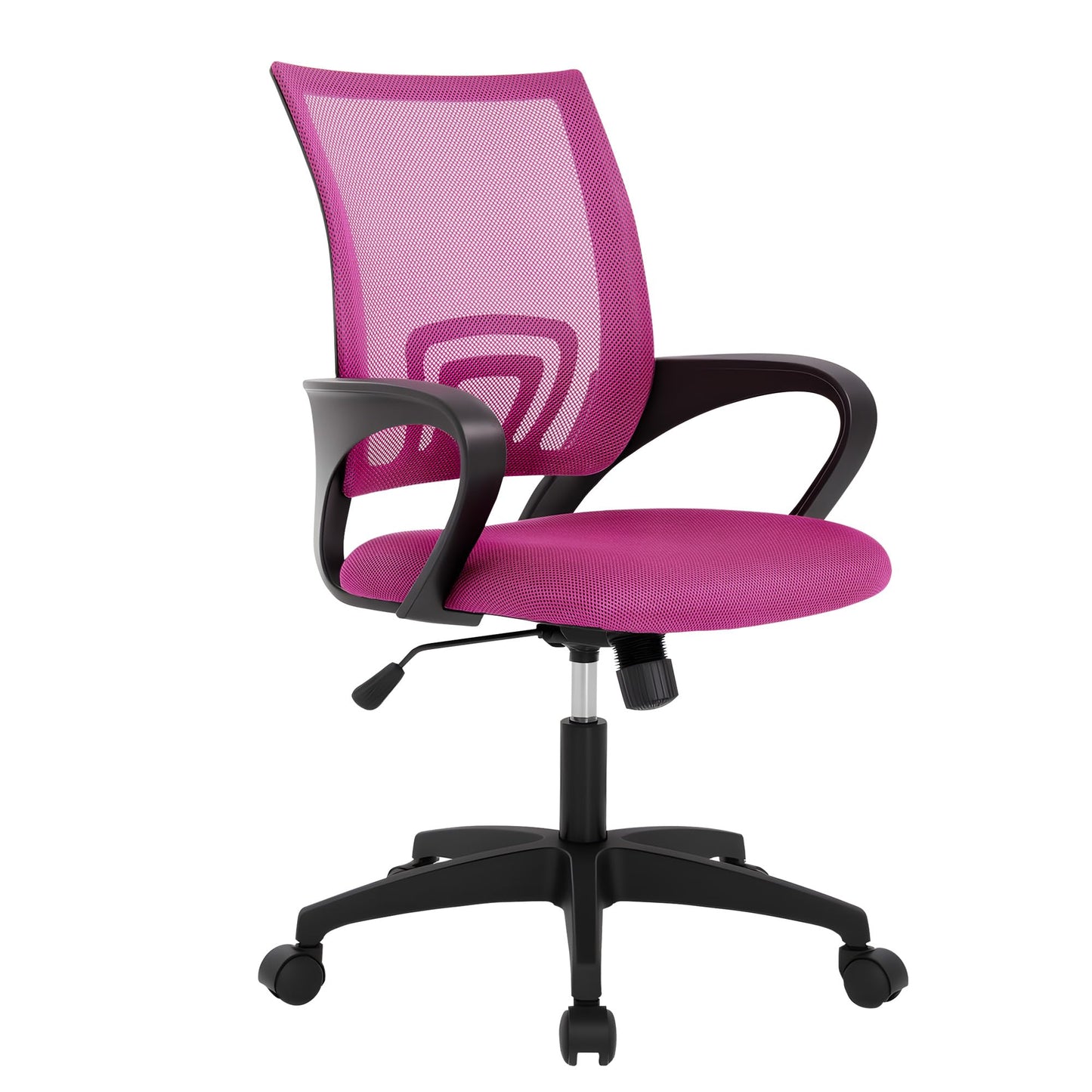 BestOffice | Ergonomic Office Chair | Mid-Back Swivel Desk Chair | Breathable Backrest & Lumbar Support | Adjustable Height | Sponge Seat | Rolling Wheels | Peach Pink | for Adults & Women