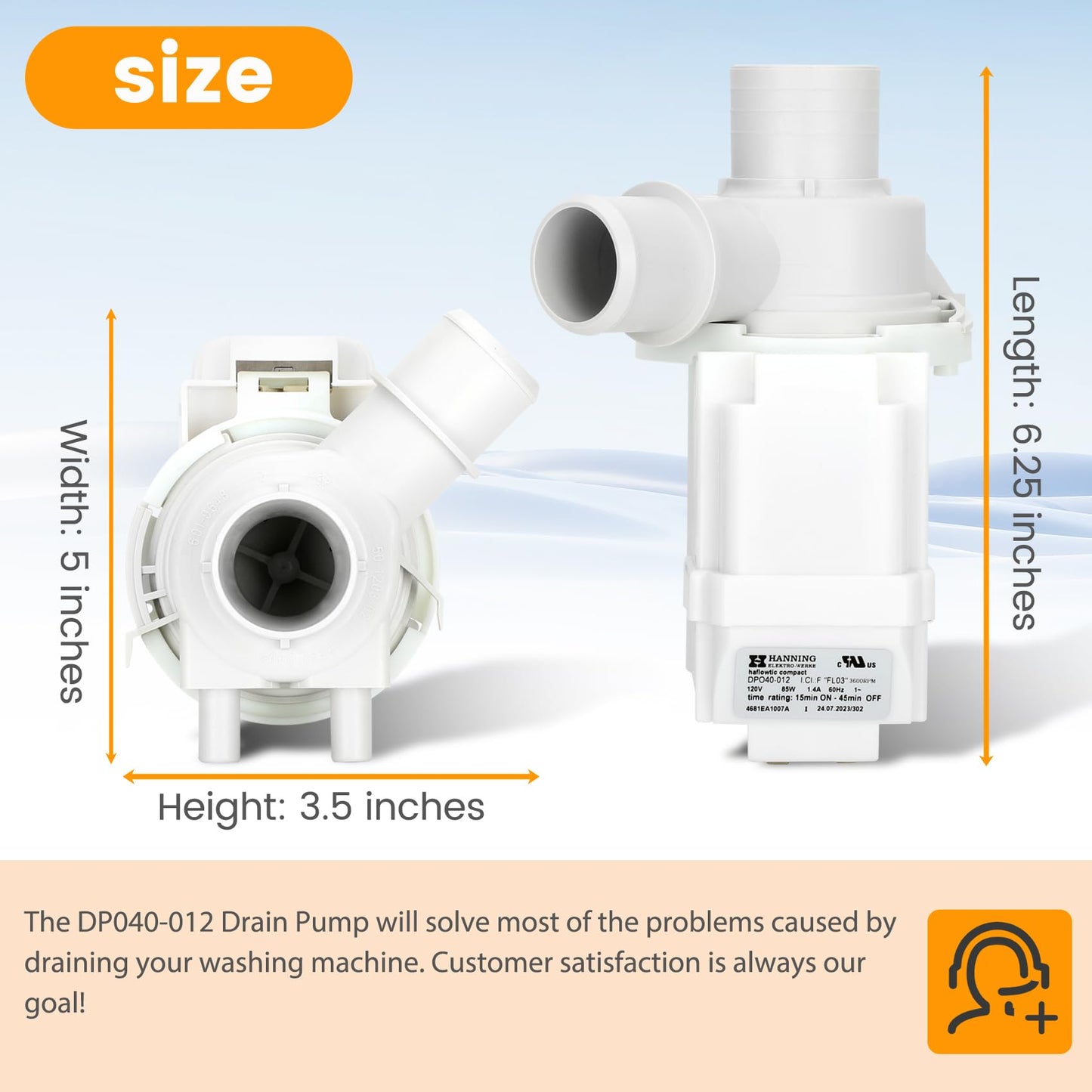 4681EA1007A DP040-012 Drain Pump (OEM) Compatible with lg, kenmore Washer Drain Pump 5859EA1004F 5859EA1004P 5859EA1004G WH23X10020, Fits for WT1101CW WT5001CW WT7200CW WT1201CV WT5270CW