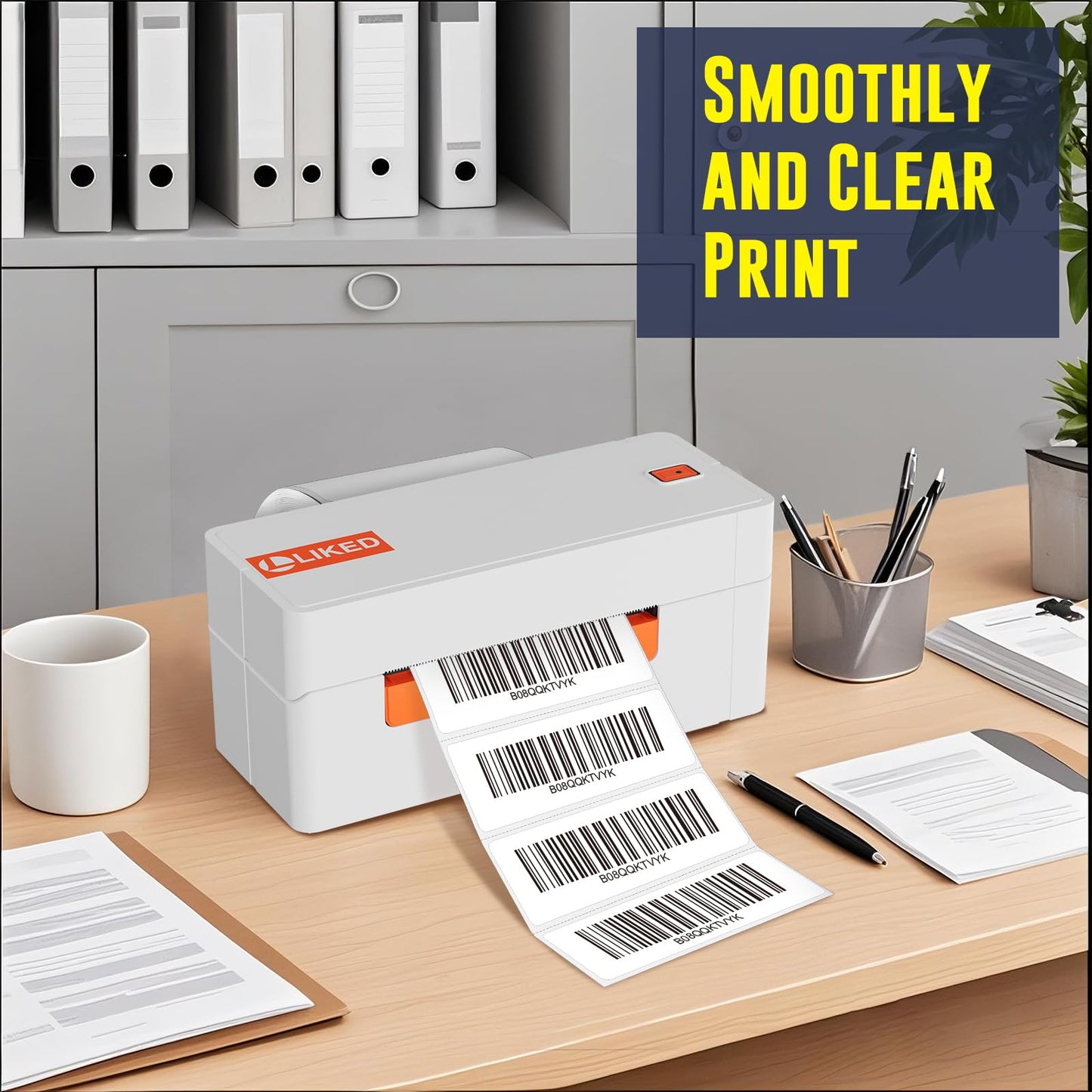L LIKED 3" x 1" Direct Thermal Labels, Permanent Adhesive Barcode Shipping Label & Compatible with Rollo, Zebra and Other Desktop Printers (12 Rolls, 16800 Labels)