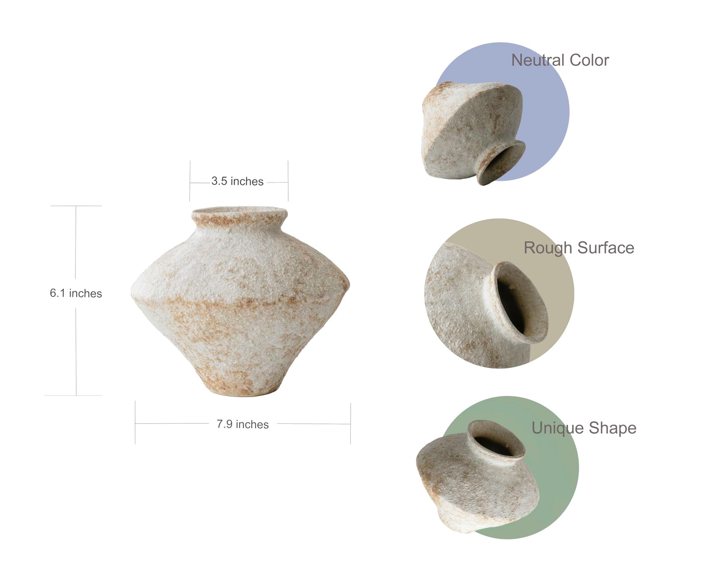 CozyWel Rustic Farmhouse Textured Ceramic Vase, Handcrafted Distressed White Pottery Flower Vase for Centerpiece, Decorative Vases for Living Room, Kitchen, Bedroom, Office Decor, Gift & Weddings