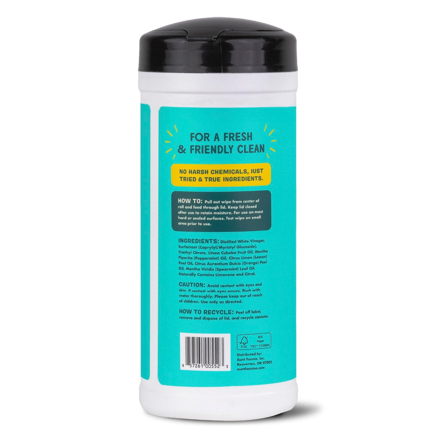 Aunt Fannie's Natural Cleaning Vinegar Wipes, Multipurpose Surface Cleaner, Bright Lemon Scent, 35 Count (Pack of 6)