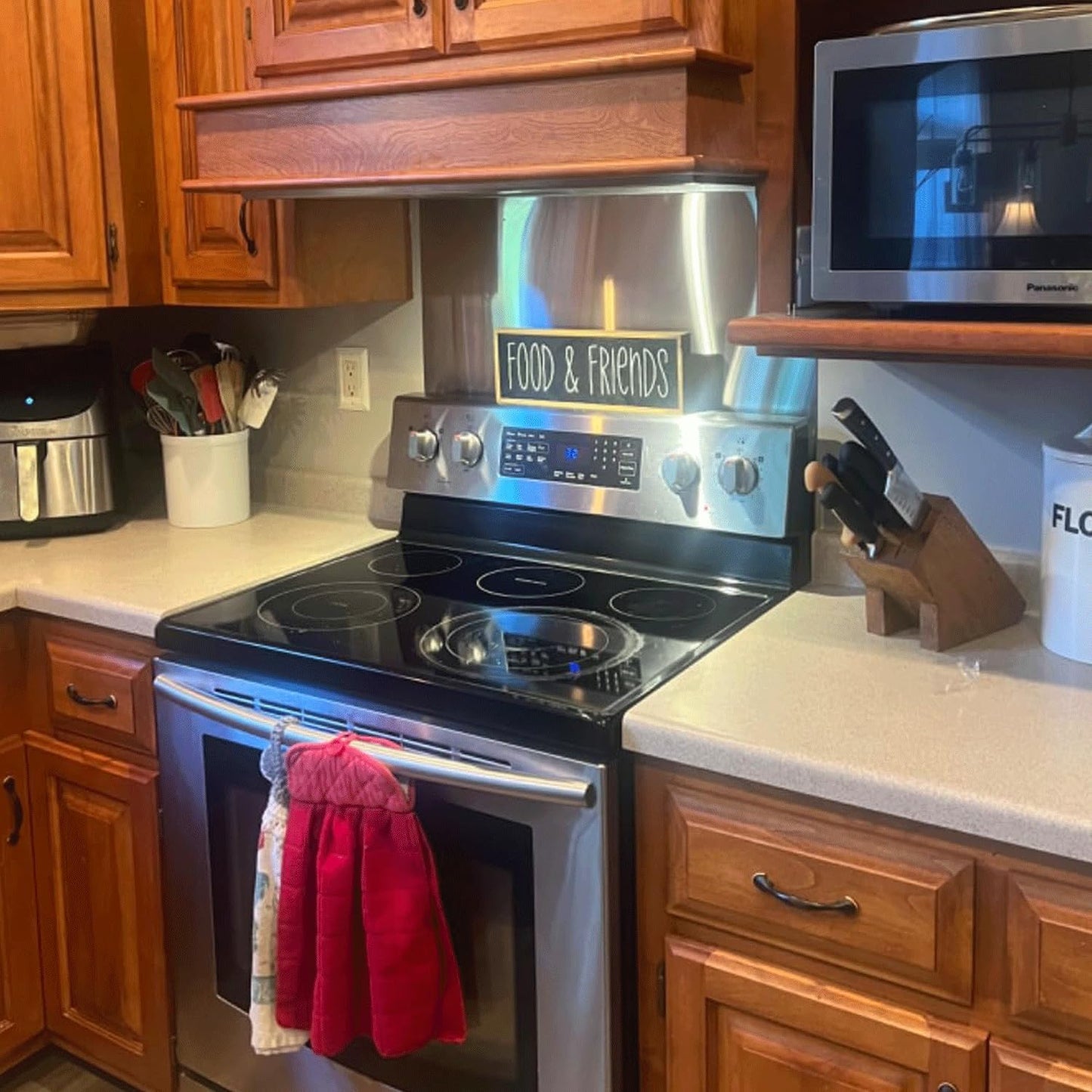 12" By 30" Stainless Steel Stove Backsplash, Reversible Ultra Flat Splatter Guard Range Hood Backsplash, Easy Clean Wall Shield Magnetic Metal Panel
