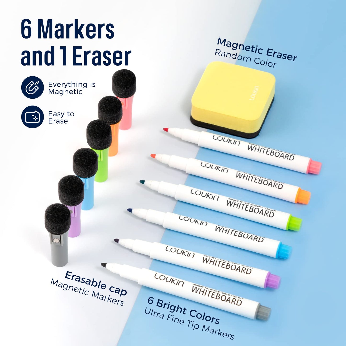 Loukin Dry Erase Calendar 4 Pack(Monthly+Weekly+Checklist+Mini Note), Electrostatic Adsorption Whiteboard Planners, Reusable Schedule for Office, Classroom, Refrigerator, 6Markers & 1Eraser Included