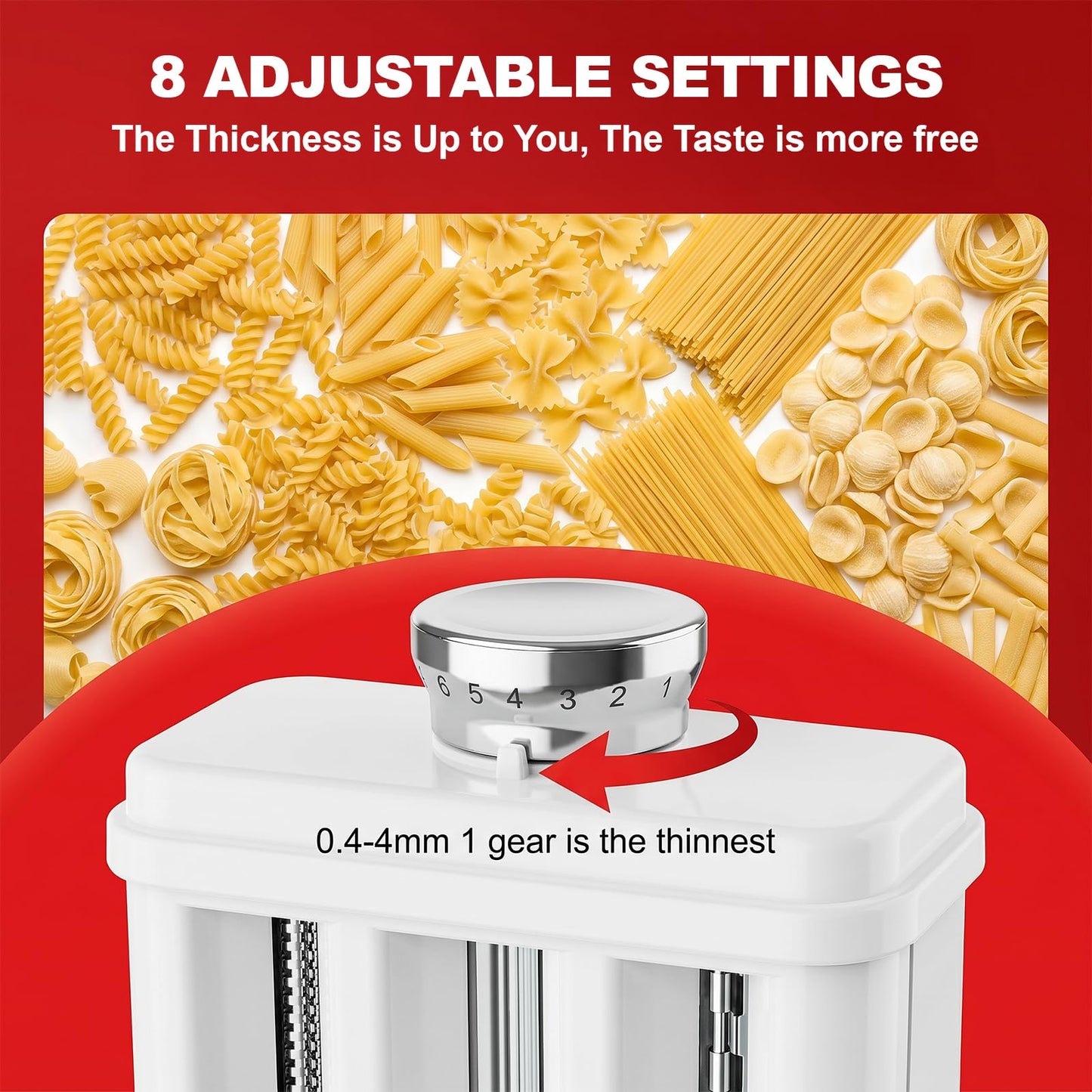 Pasta Attachment for KitchenAid Stand Mixers, 3 in 1 Pasta Maker Set for Kitchenaid, Includes Pasta Roller, Pasta Cutter and Fettuccine Cutter with Cleaning Brush