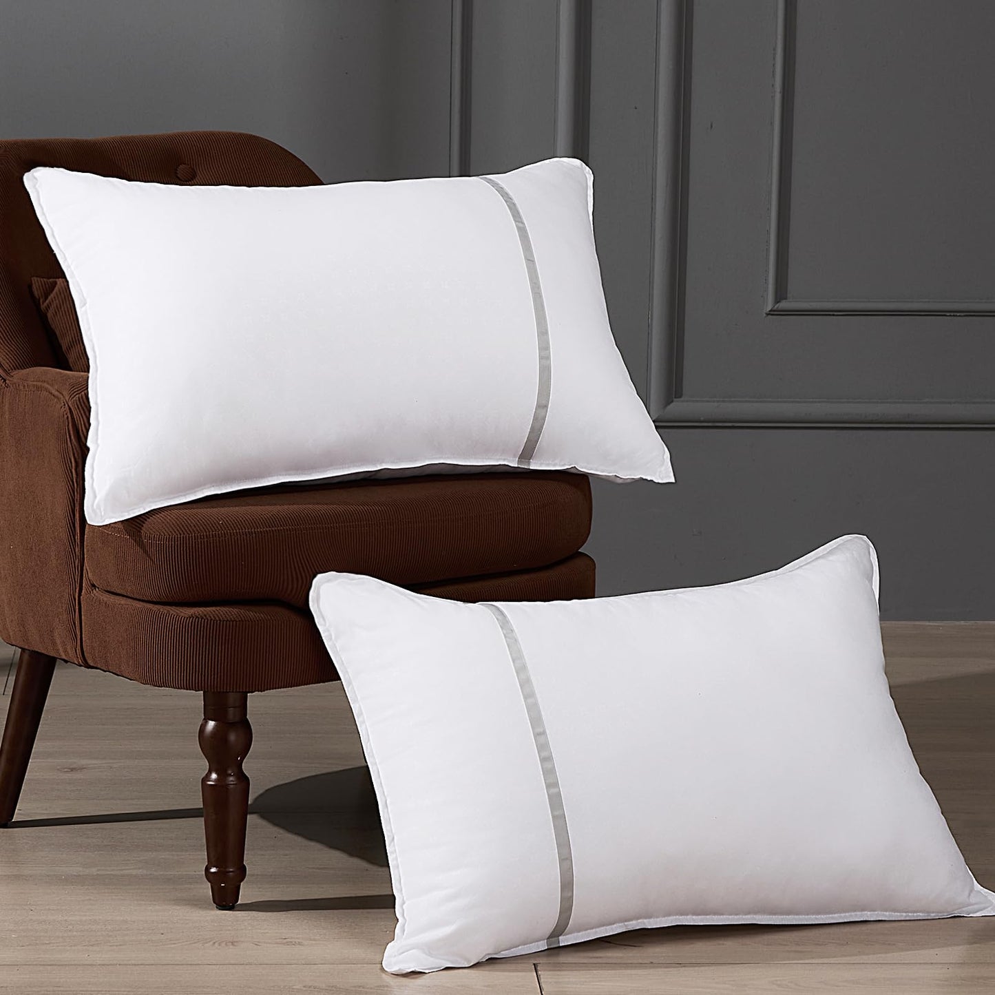 MUFEW Bed Pillows Standard Size Set of 2, Medium Firm Hotel Pillows for Sleeping, Cooling Pillows for Side & Back Sleepers, Down Alternative Filling, 20 x 26 Inches