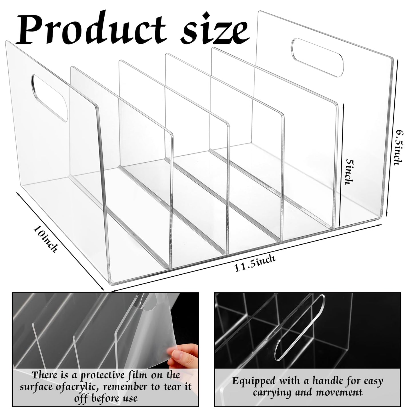 Affrolling 2 Pcs Acrylic File Organizer 5 Slots Clear Desktop File Collator Sturdy Acrylic File Folder Holder for Mail Letter Paper Document Office Home