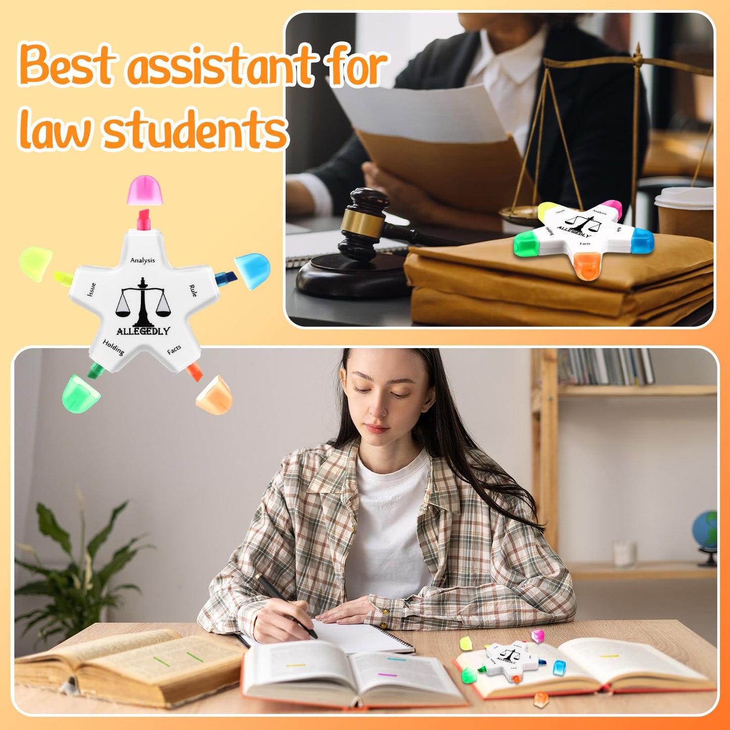 Chivertion 30 Pcs Law School Graduation Gifts Star Shape Briefing Highlighters Brush Affirmation Supplies Inspirational Appreciation Gifts for End of Year Law Students Lawyer Women