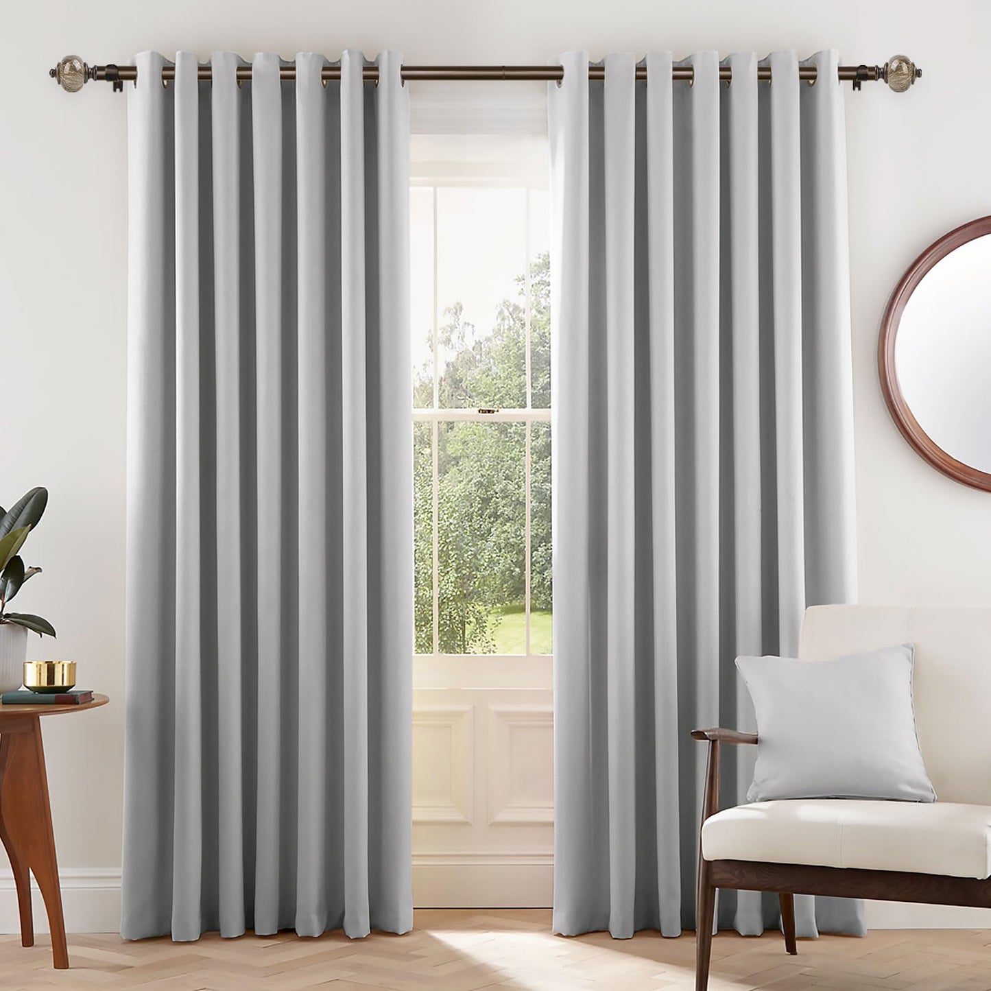 KAMANINA 1 Inch Curtain Rods for Windows 72 to 144 Inches (6-12ft) Bronze Heavy Duty Curtain Rod, Adjustable Long Drapery Rods with Marbled Finials