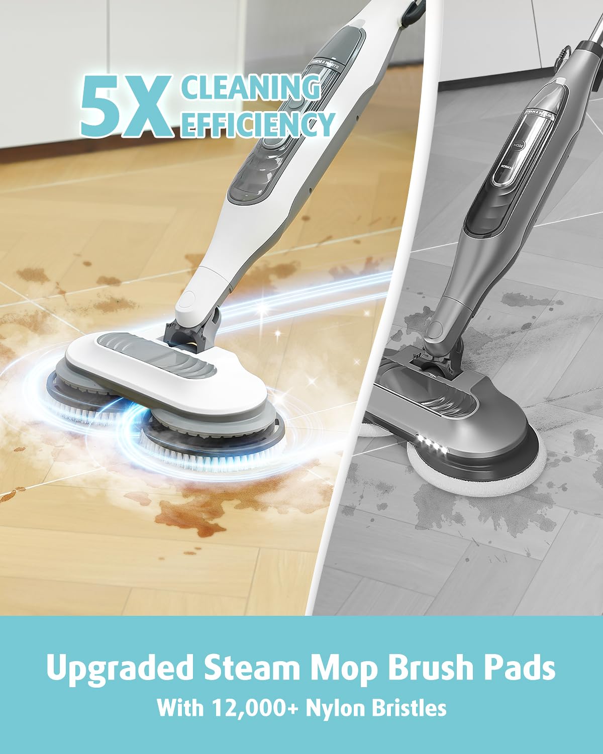 AIR U+ Newly Upgraded Steam Mop Replacement Brush Pads for Shark Steam and Scrub Mop S8201 S8001 S7201 S7000 Series (2 Count)