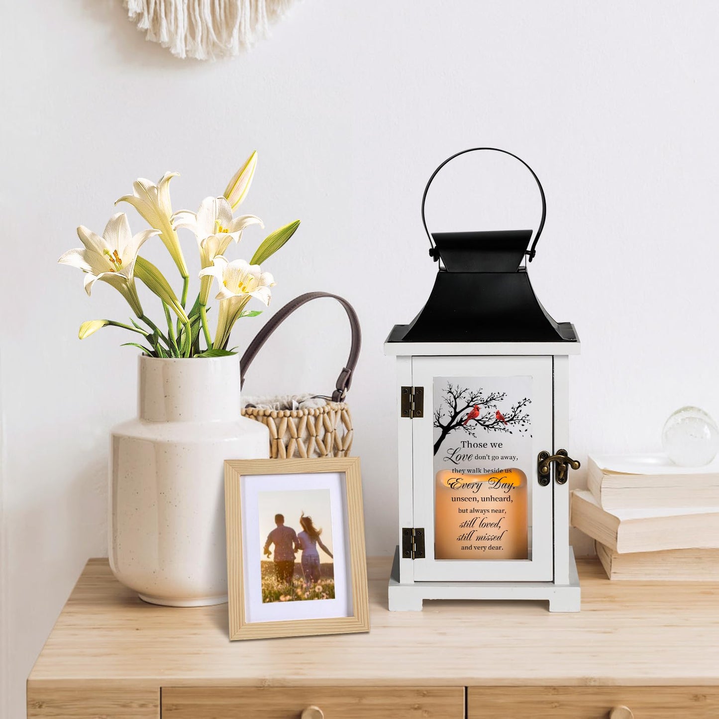 HugMemories Memorial Lantern, Sympathy Gifts for Loss of Loved One, Condolences Bereavement Gifts in Memory of Loved One with LED Candle