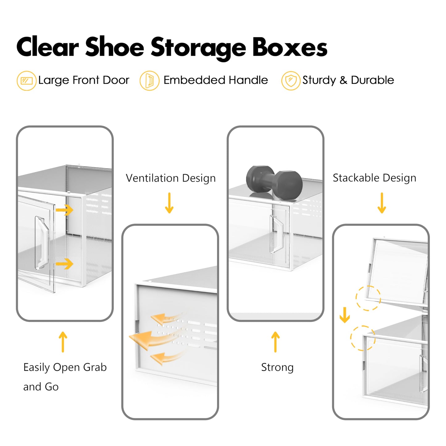 SEE SPRING X-Large Shoe Storage Box Fit Size 11, Clear Plastic Stackable Shoe Organizer for Closet, Space Saving Sneaker Shoe Rack Containers Bins Holders for Entryway, 12 Pack Clear