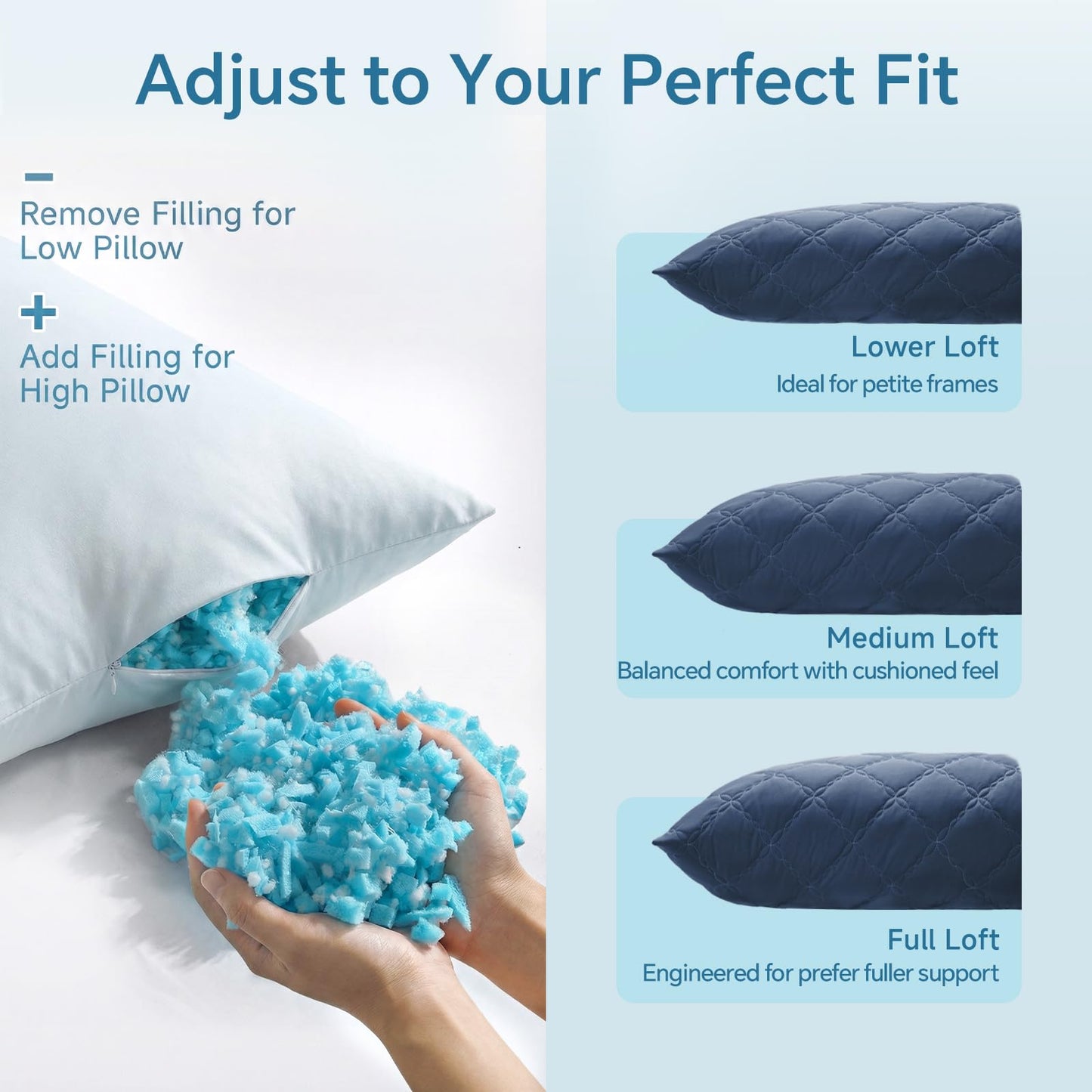 BEDELITE Cooling Body Pillow for Adults, Creative Ultra Soft Cool-Touch Quilted Nylon-Spandex Body Pillow Cover, Adjustable Memory Foam Long Pillow for Side Sleepers, Pregnancy & Back Pain(Navy Blue)