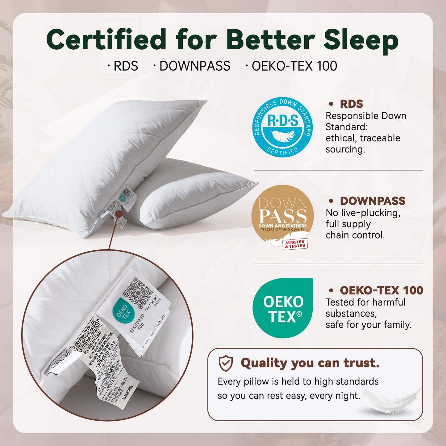Three Geese White Goose Feather Cotton Pillows Queen Size Set of 2 - Soft 600 Thread Count Organic Cotton Cover, Soft Goose Feather Down Pillows for Side and Back Sleepers, 20x28inches
