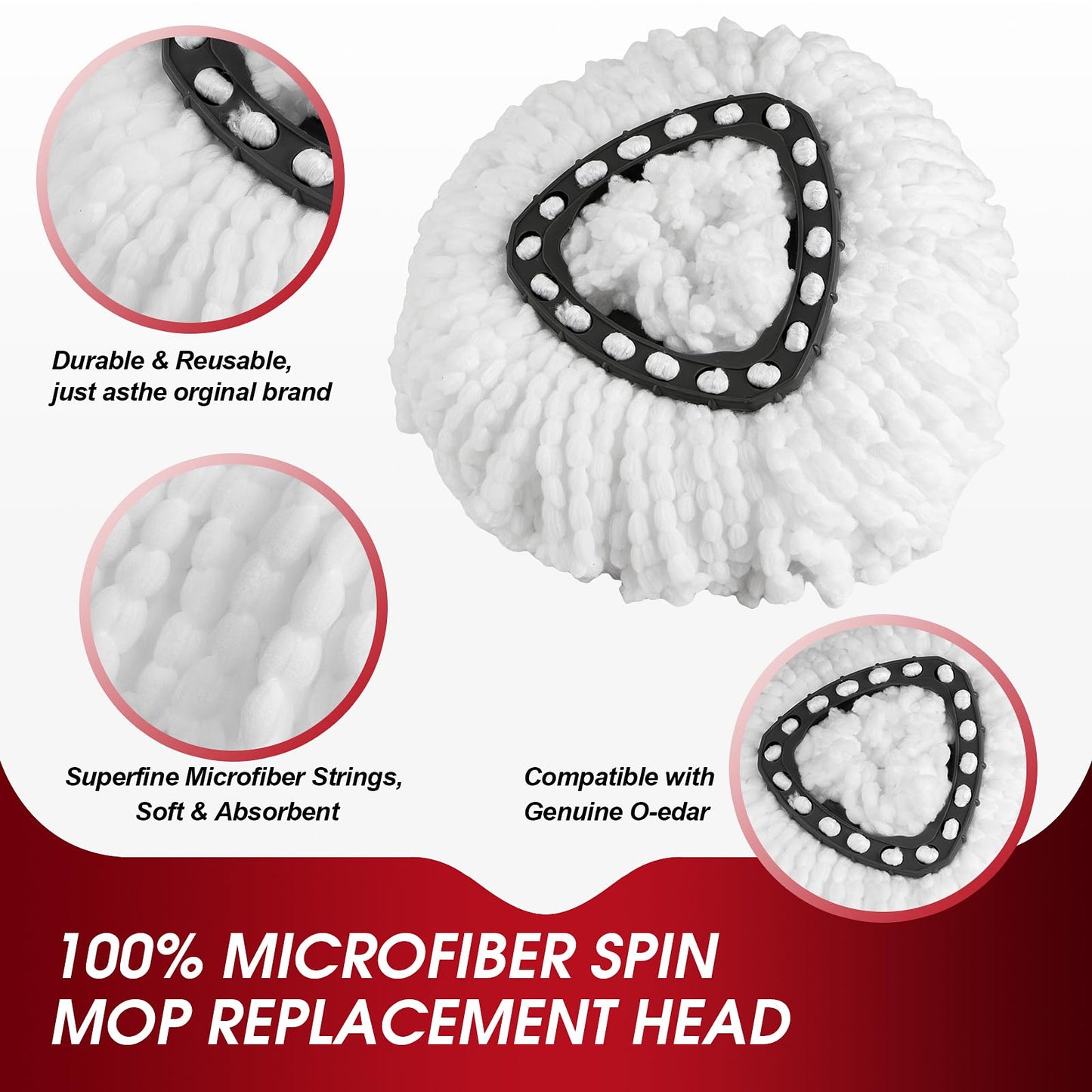 20 Pack Spin Mop Refills Head, Mop Heads Replacement for Spin Mop, Washable Microfiber Mop Replace Head Spin Mop, 360°Spinning Micro Replacement Mop Head for Easy House Cleaning Floor Mopping