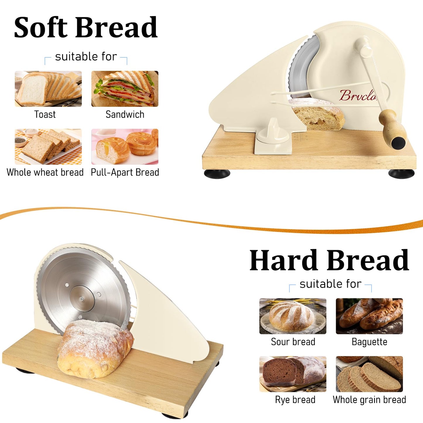 Manual Bread Slicer for Homemade Sourdough Bread, Adjustable Thickness&Metal Guide, Hand Crank Bread Slicer with Scale Line and Suction Cup, Sharp Blade, Suitable for Sourdough Bread, Etc