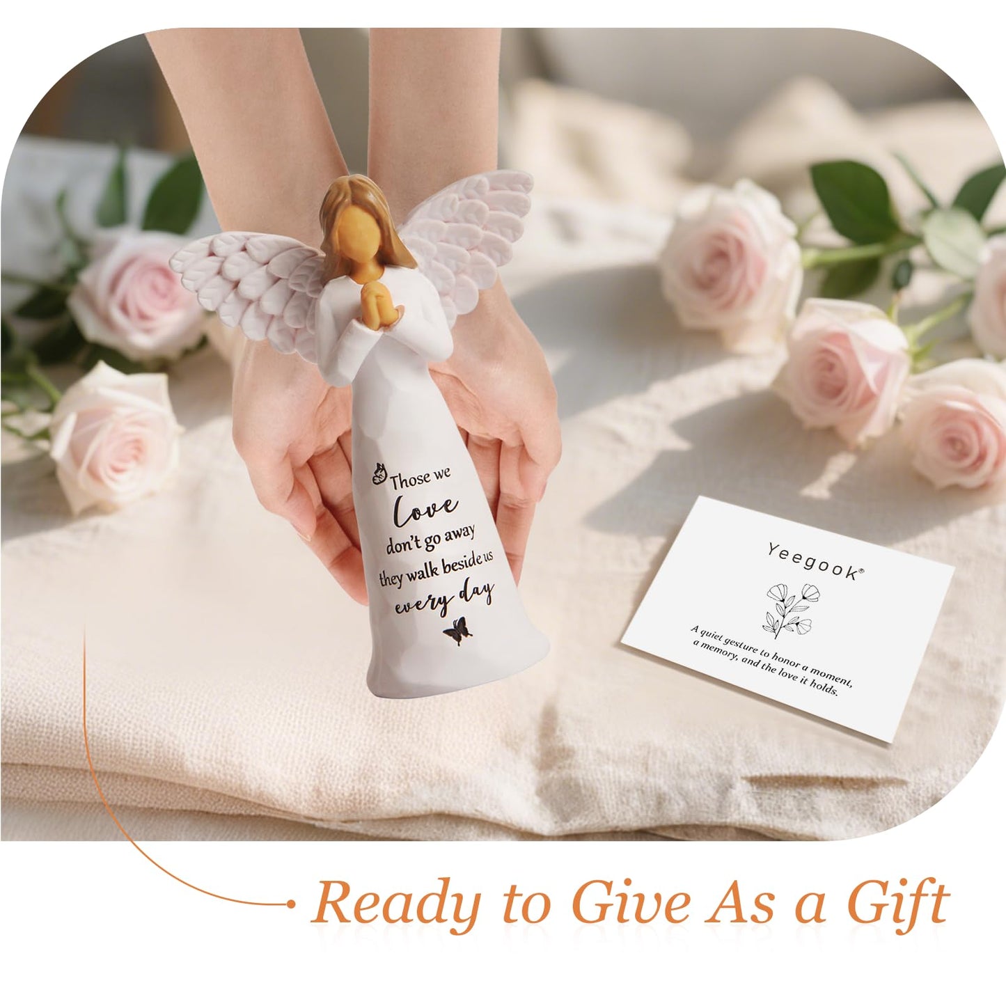 Yeegook Sympathy Gifts for Loss of Loved One, 6" Handcrafted Memorial Angel Figurine, Memorial Gifts for Loss of Mom Dad, Condolences Bereavement Remembrance in Memory of Loved One Gift